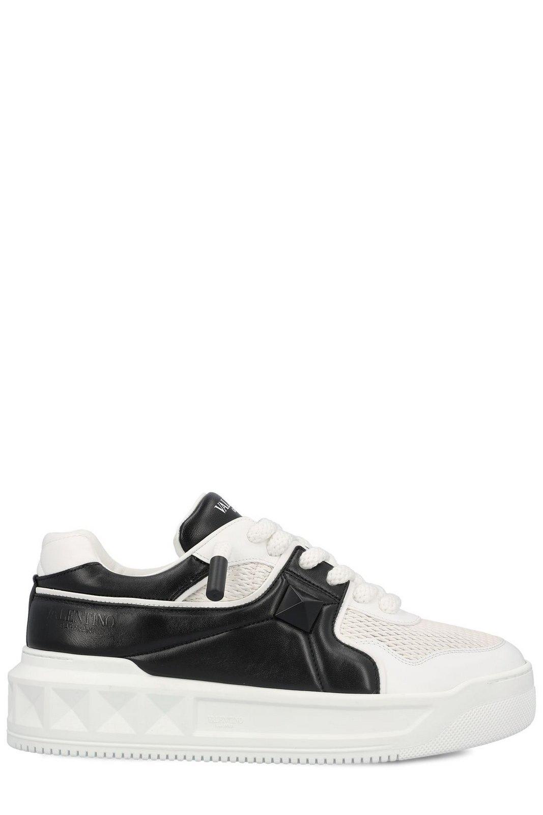 Shop Valentino Low-top Lace-up Sneakers In White