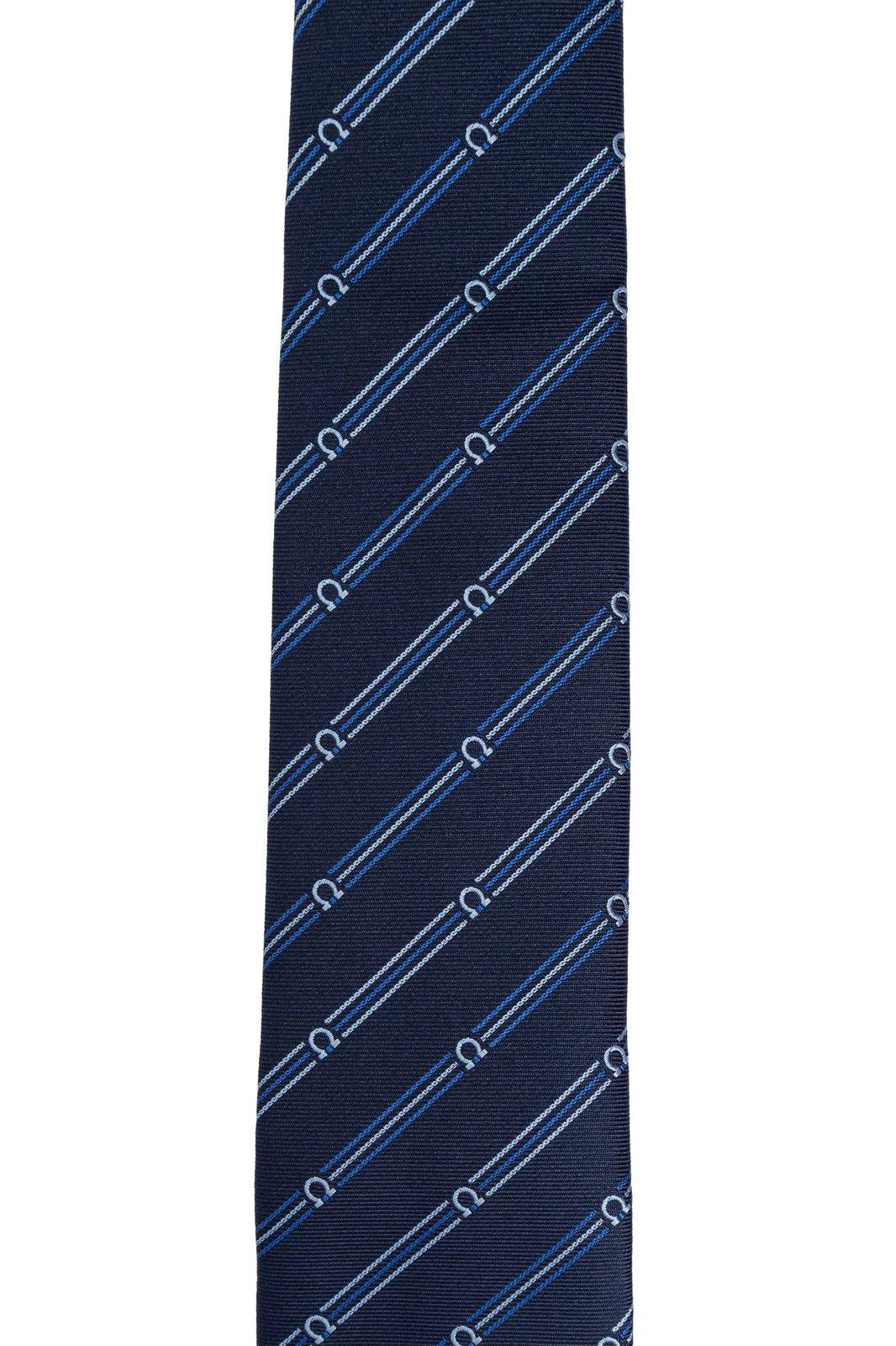 Shop Ferragamo Gancini Embroidered Tie In Blue