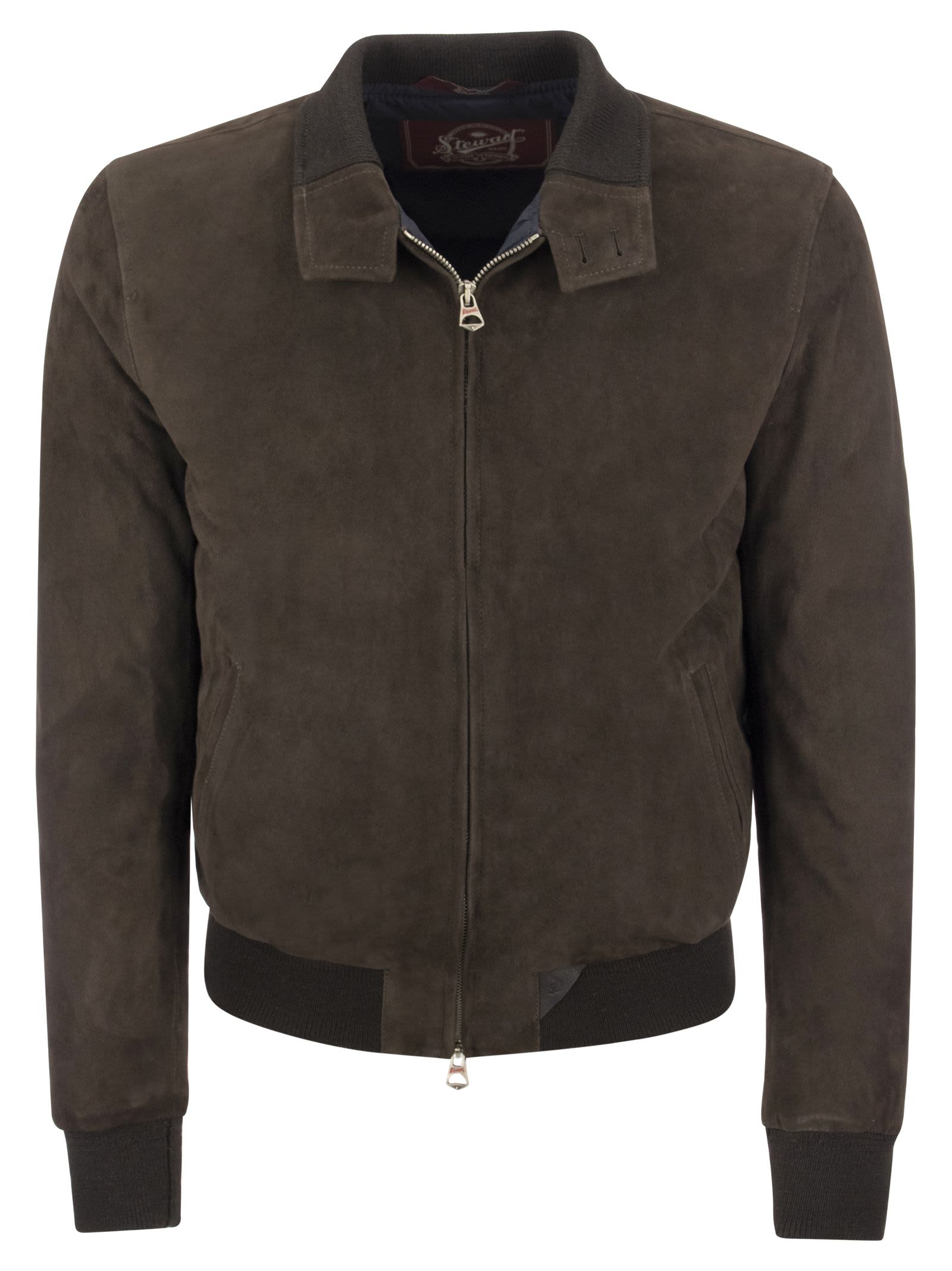 Shop Stewart Suede Leather Jacket In Brown