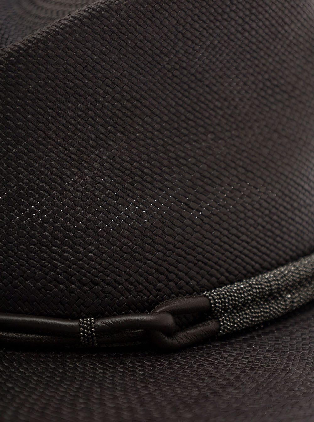 Shop Brunello Cucinelli Black Fedora Hat With Monile Detail In Straw Woman