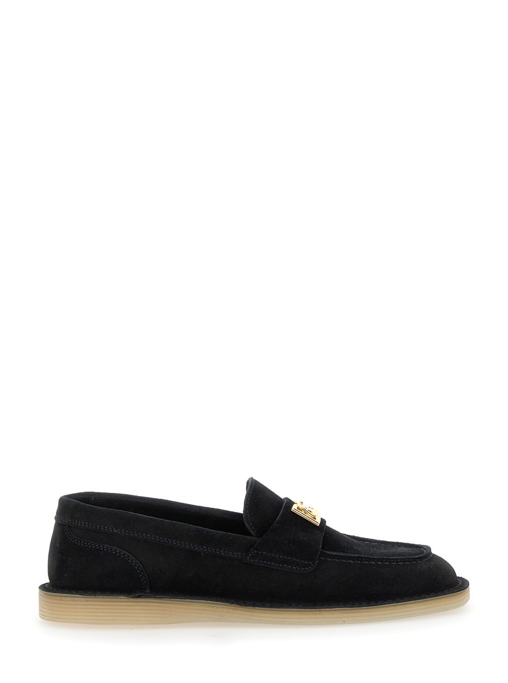 Dolce & Gabbana florio Black Loafers With Dg Logo In Suede Woman