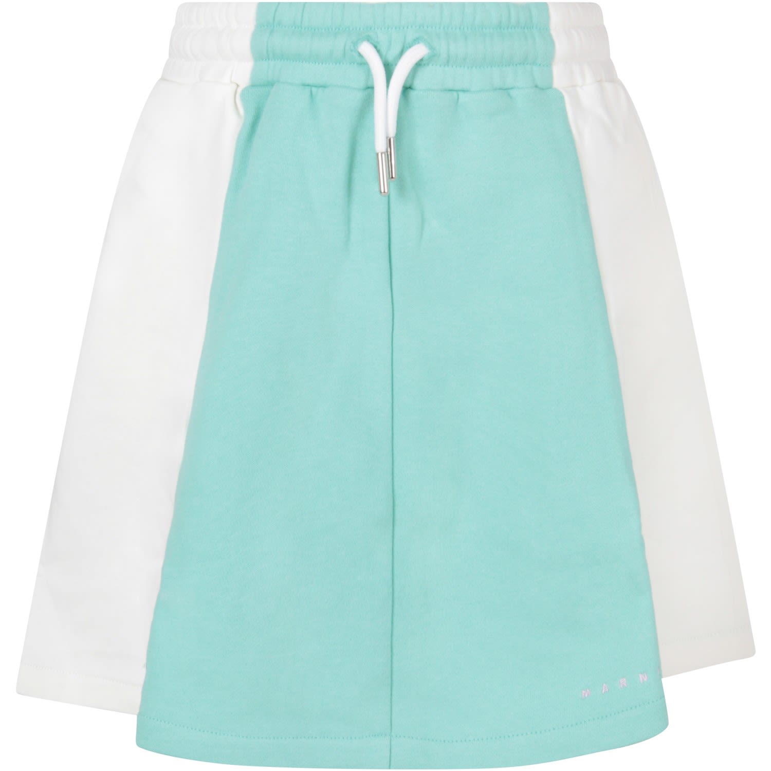 MARNI WHITE AND TEAL GREEN SKIRT FOR GIRL WITH LOGO,M002NF M00I0 OM518