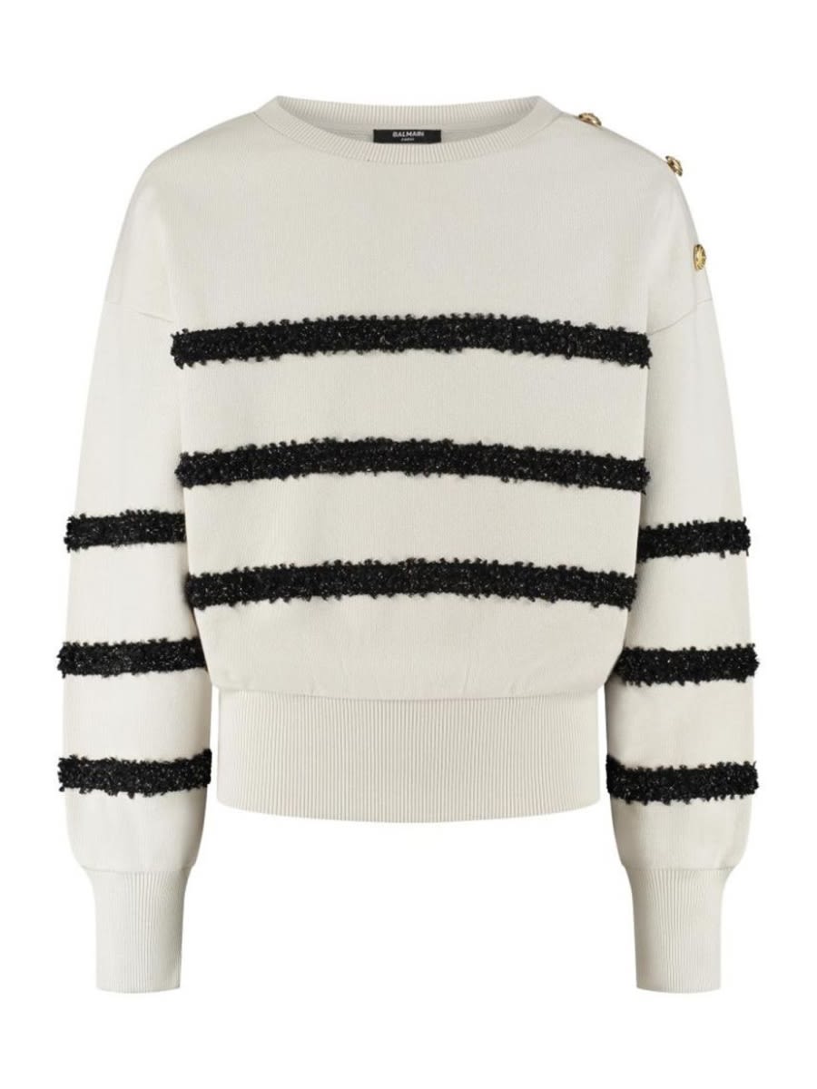 Balmain Striped Sweater In Gray