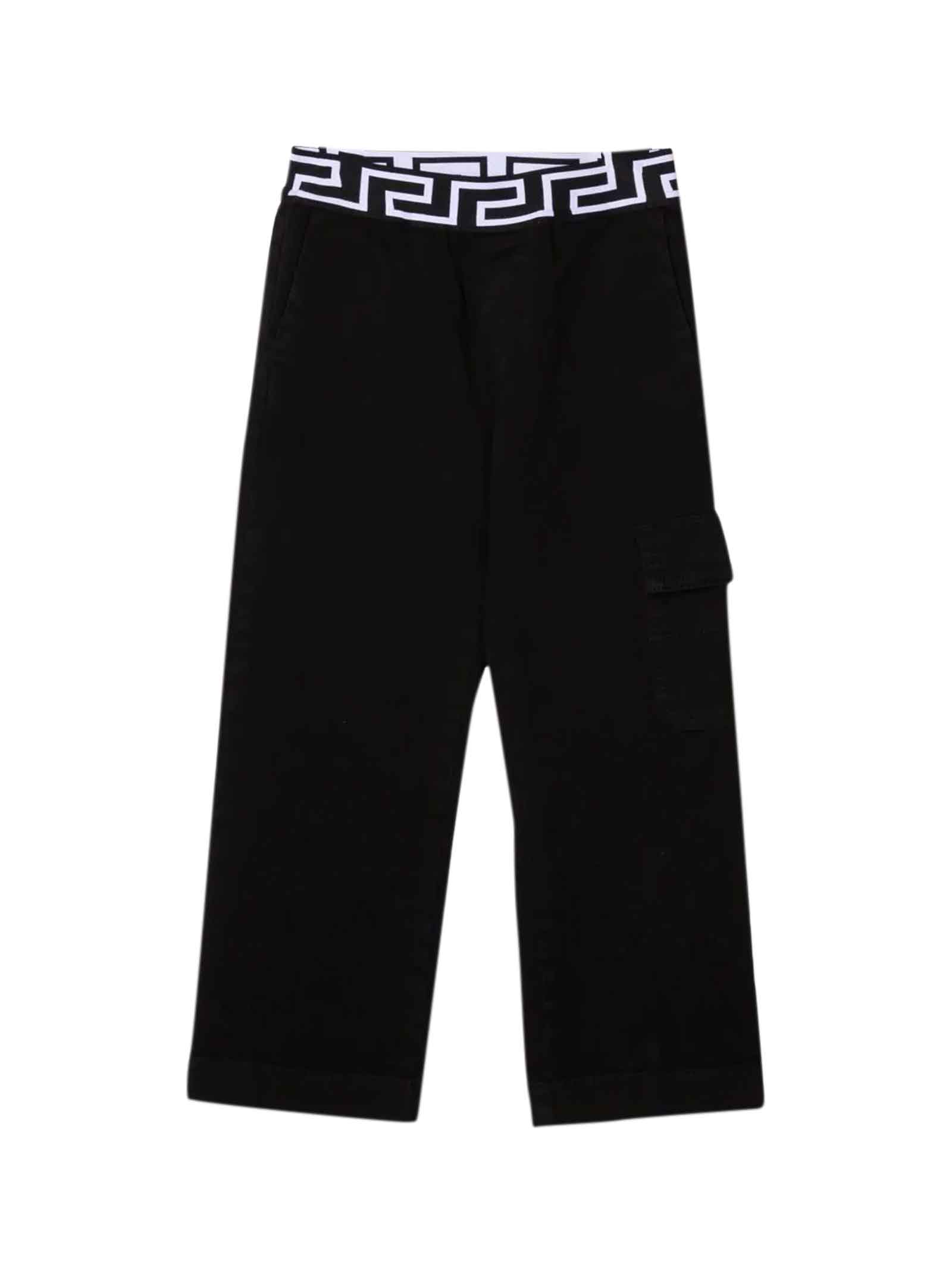 Versace Black Trousers With Greca Print Kids