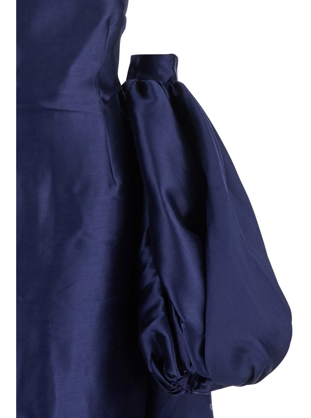 Solace London Lea Blue Long Dress With Rear Cape Insert And Train In Tech Fabric Stretch Woman In Blu