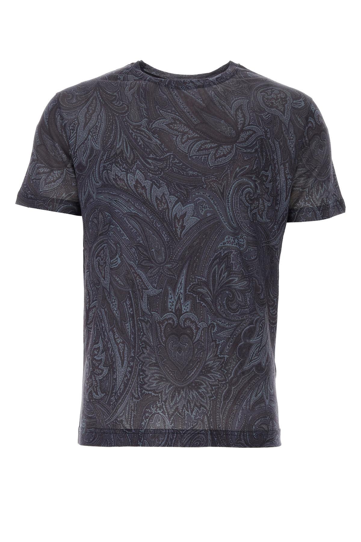 Etro Printed Lyocell T-shirt In Blue