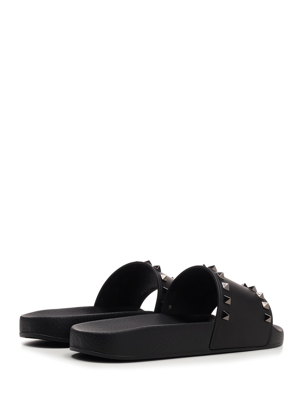 Shop Valentino Rockstud Slippers In Nero