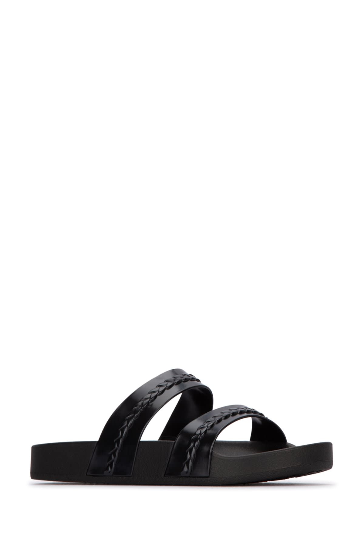 Ancient Greek Sandals Braided Straps Open Toe Flat Sole Sandals In Black