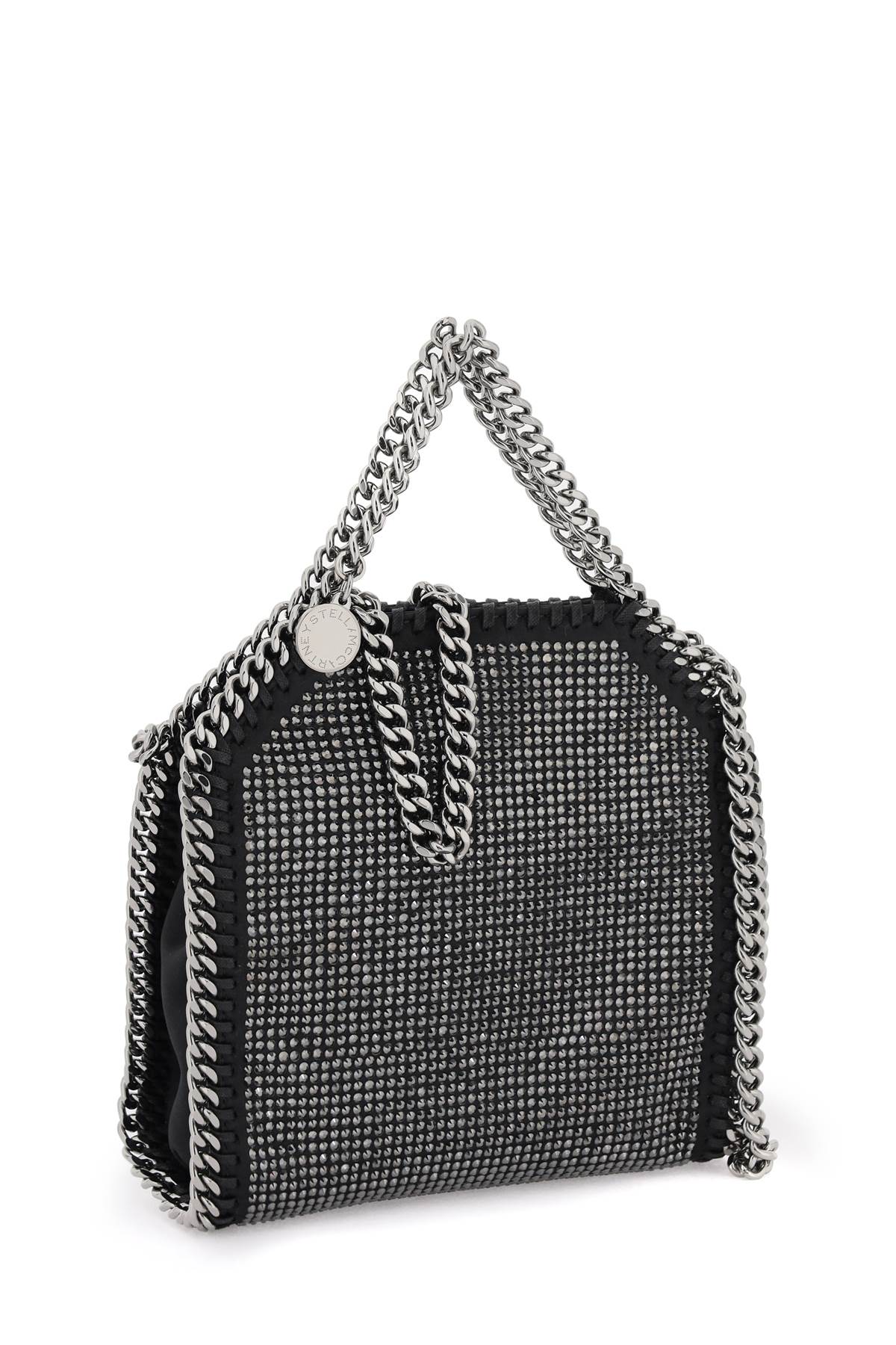 Shop Stella Mccartney Micro Falabella Tote Bag With Crystals In Nero