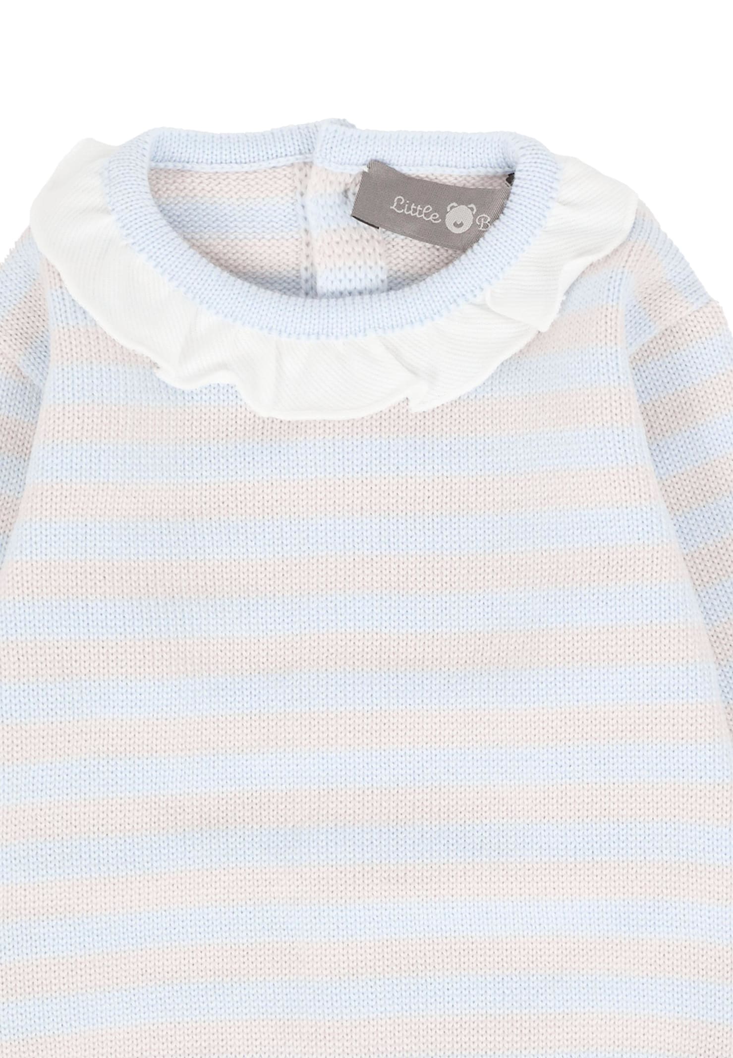 Little Bear Light Blue Sweater For Baby Girl In White