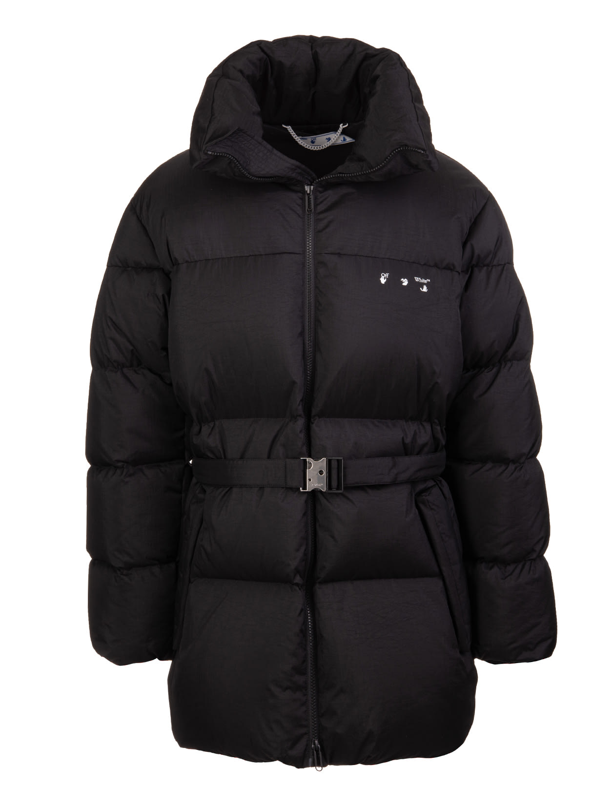 Off-White Black Belted Puffer Down Jacket Man