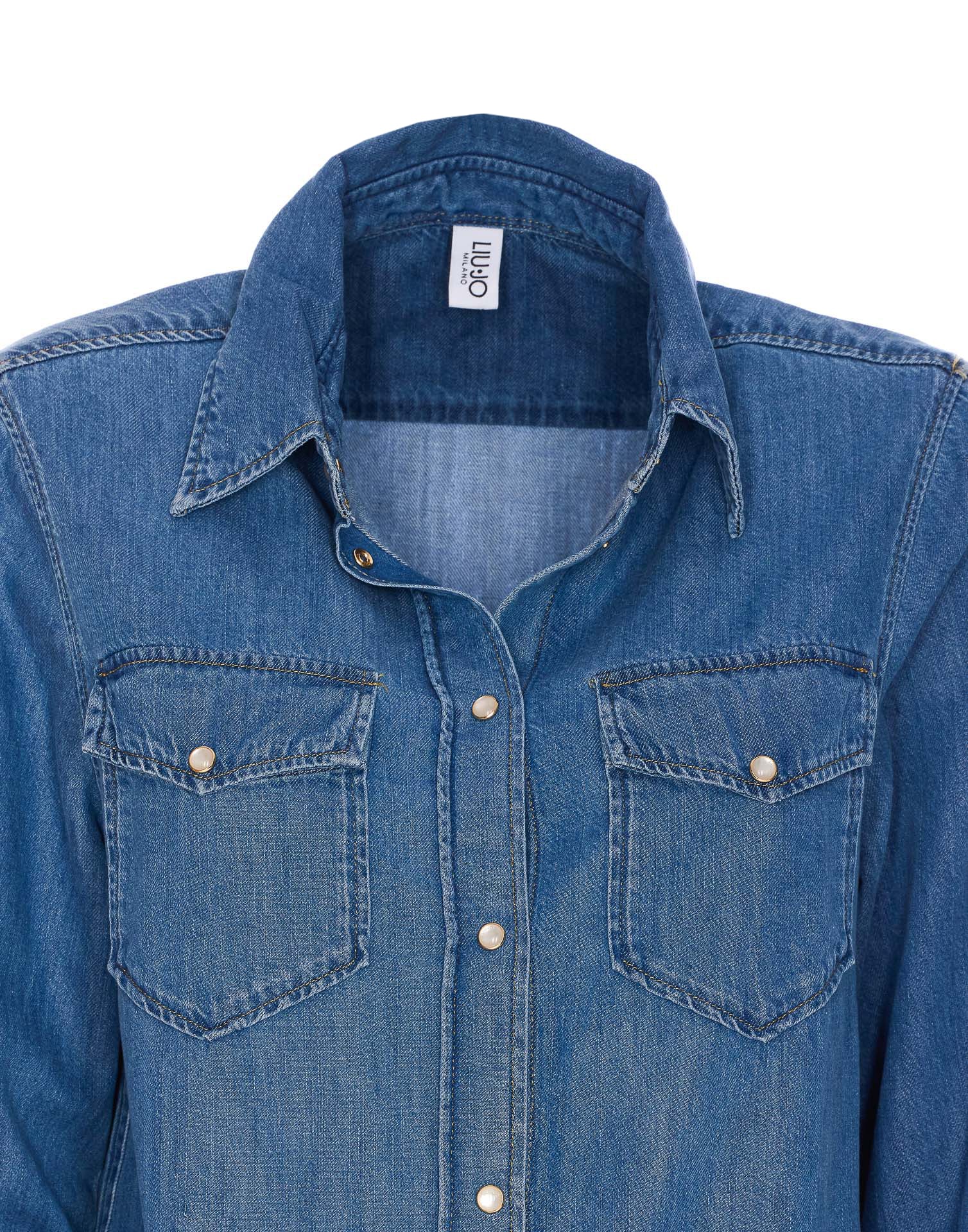 Liu •jo Liu Jo Classic Denim Jacket With Vintage Faded Finish In Blue