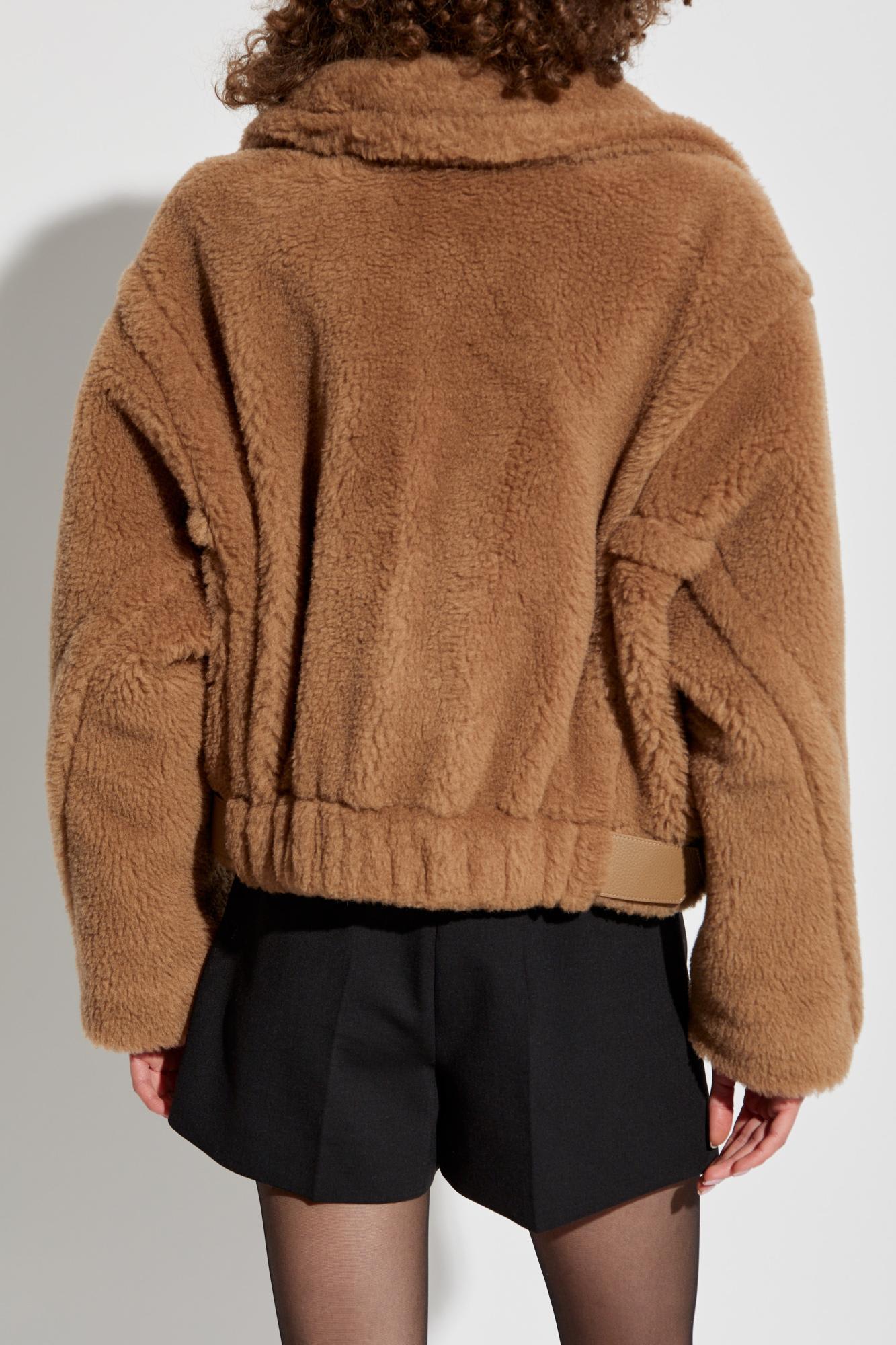 Max Mara Textured Camel Coat With Classic Lapel In Brown