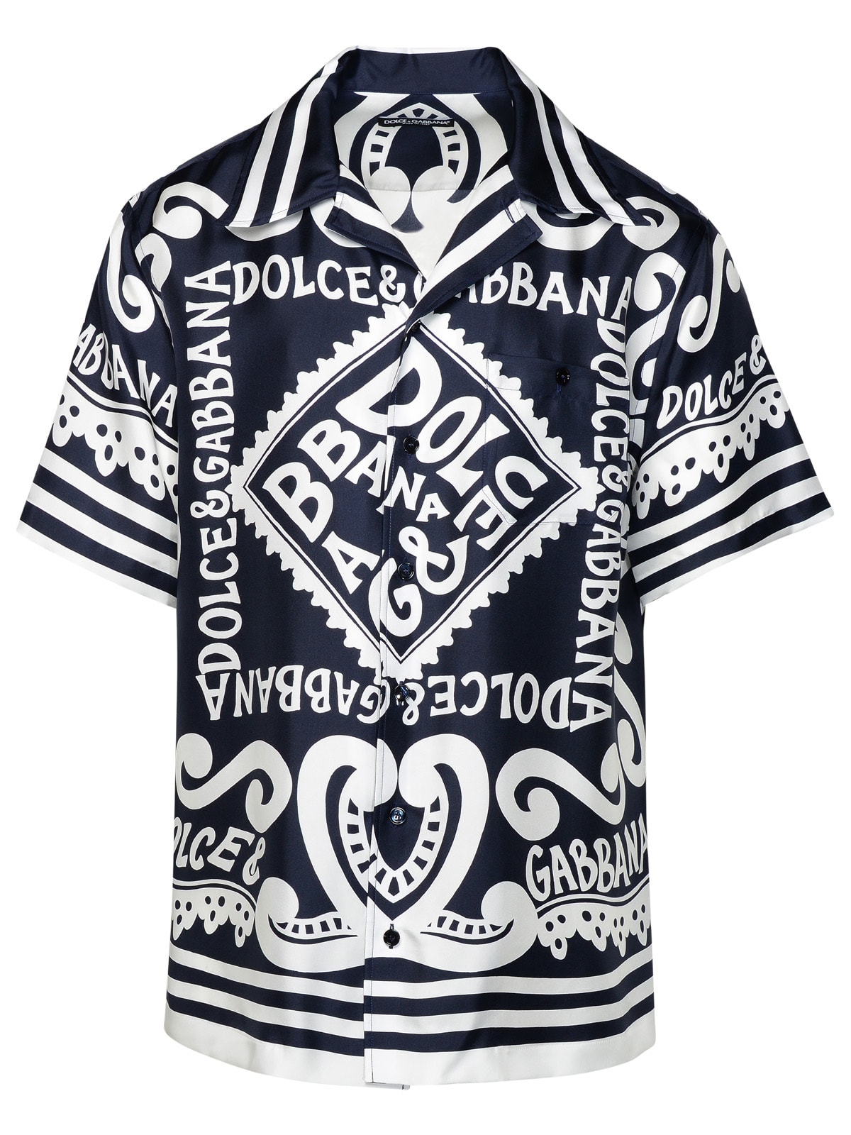 Shop Dolce & Gabbana Navy Silk Shirt