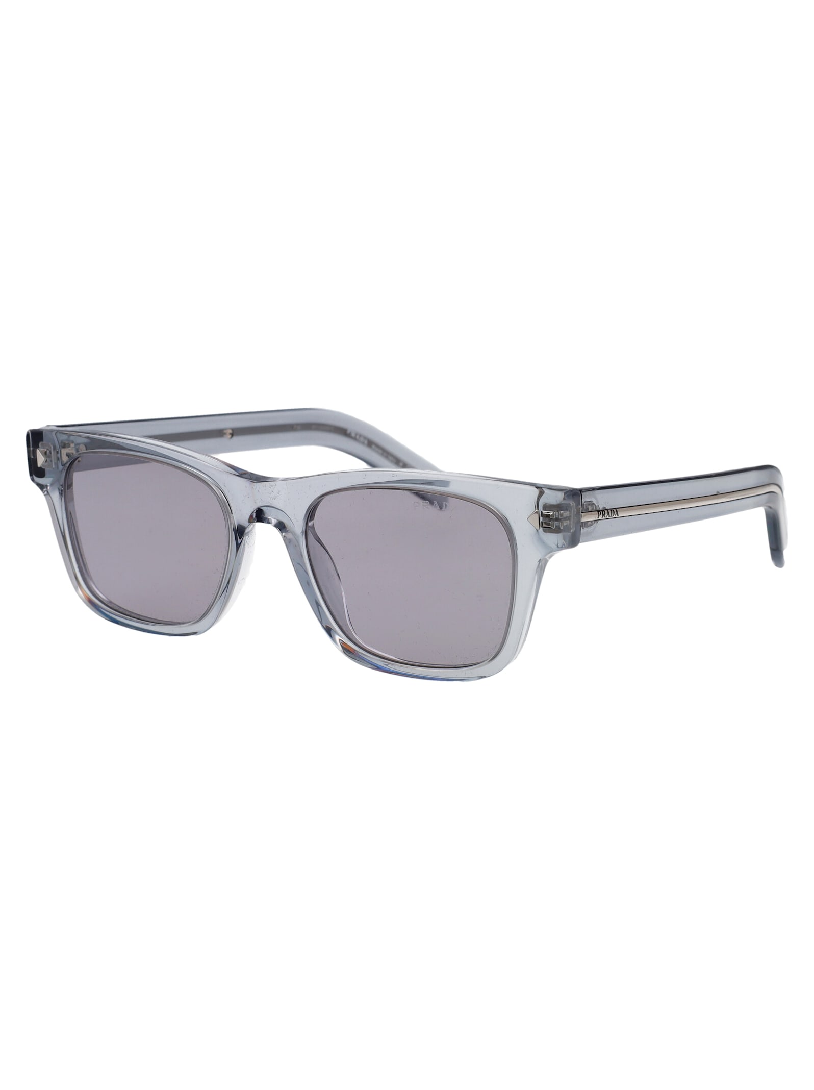 Prada Womens Pr A17s Square-frame Acetate Sunglasses Blue In 19t80f Transparent Azure