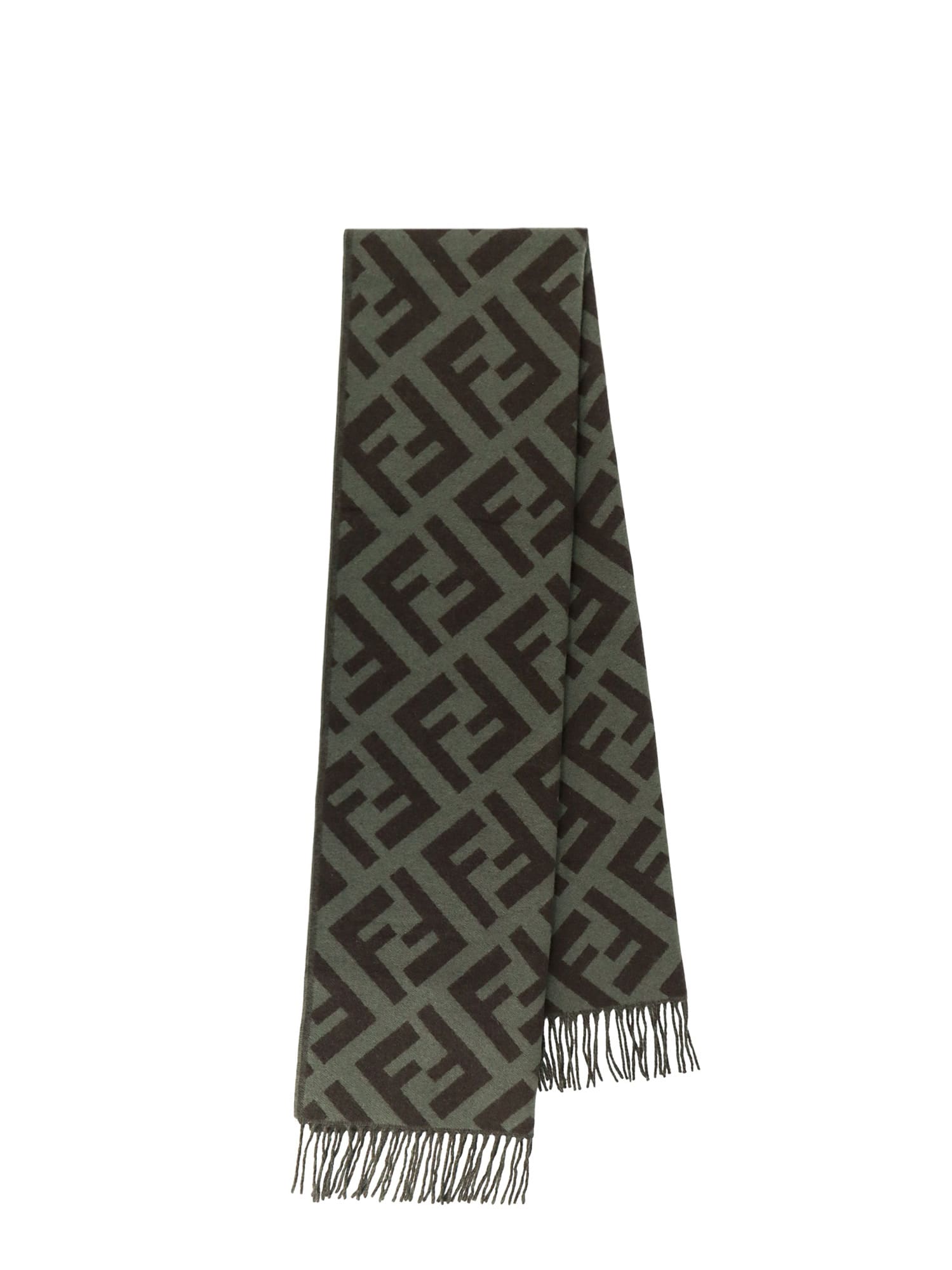 Logo Wool Scarf With Fringes