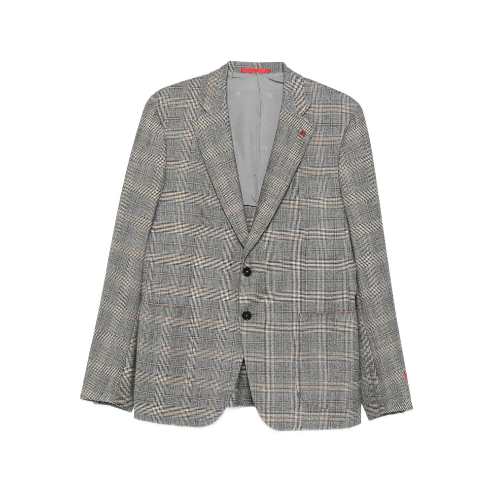 Isaia Checked Single-breasted Suit In Gray