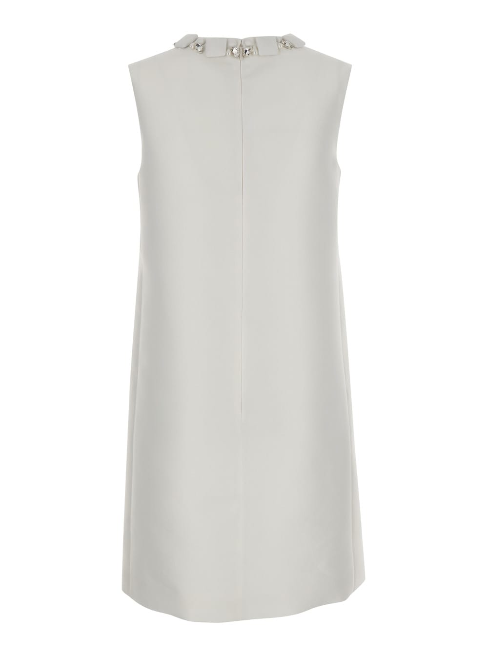 Shop Versace White Sleeveless Mini Dress In Silk Blend Woman