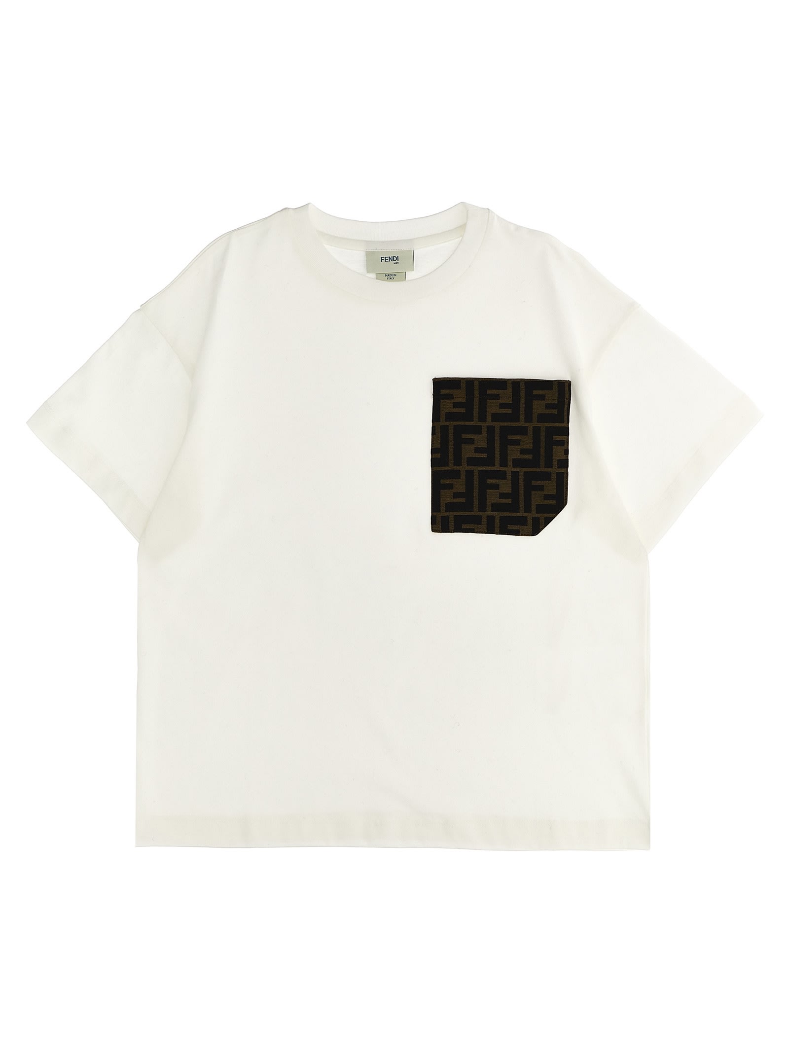 Shop Fendi Jacquard Pocket T-shirt In White