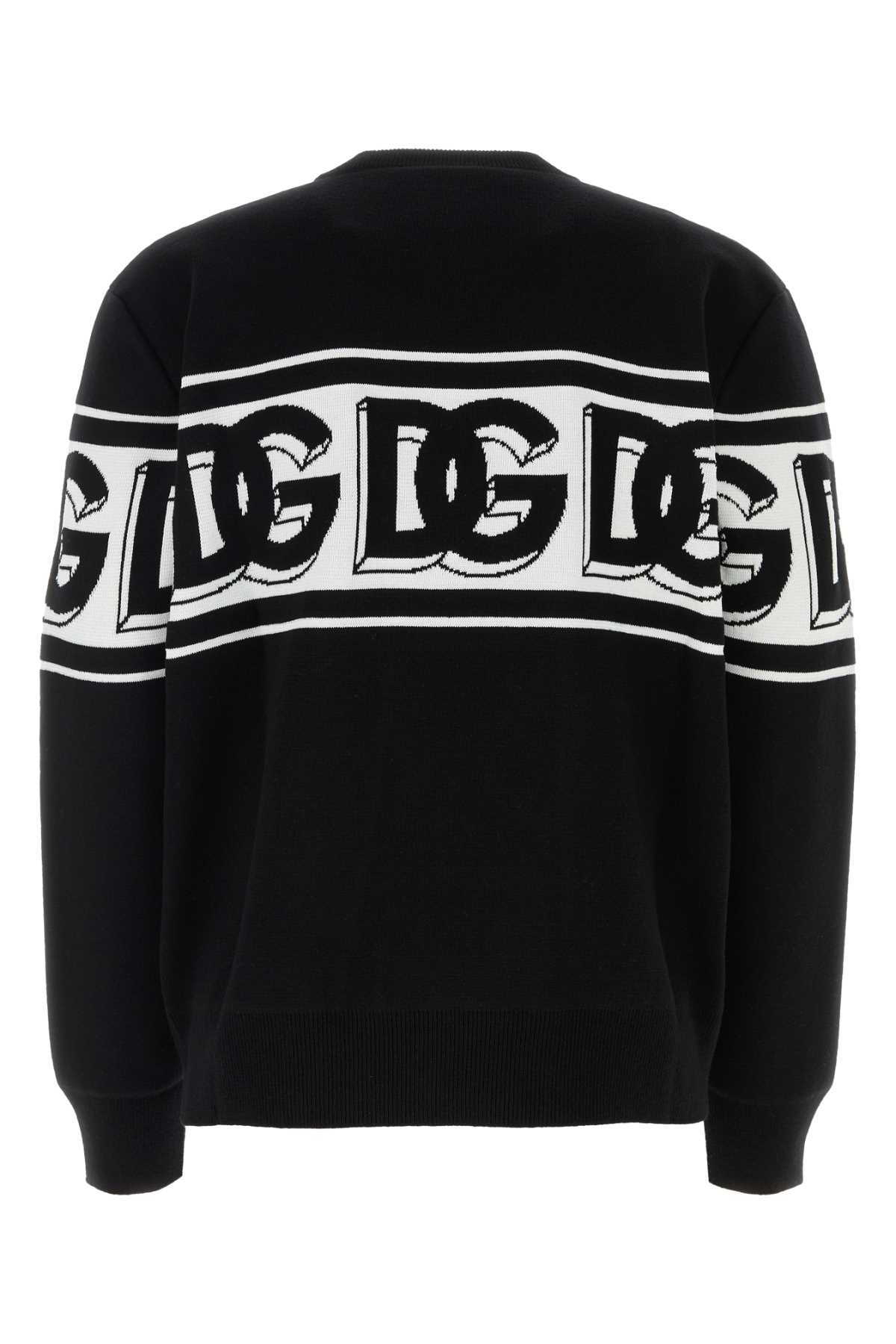 Shop Dolce & Gabbana Black Stretch Polyester Blend Sweater In Nerobianco
