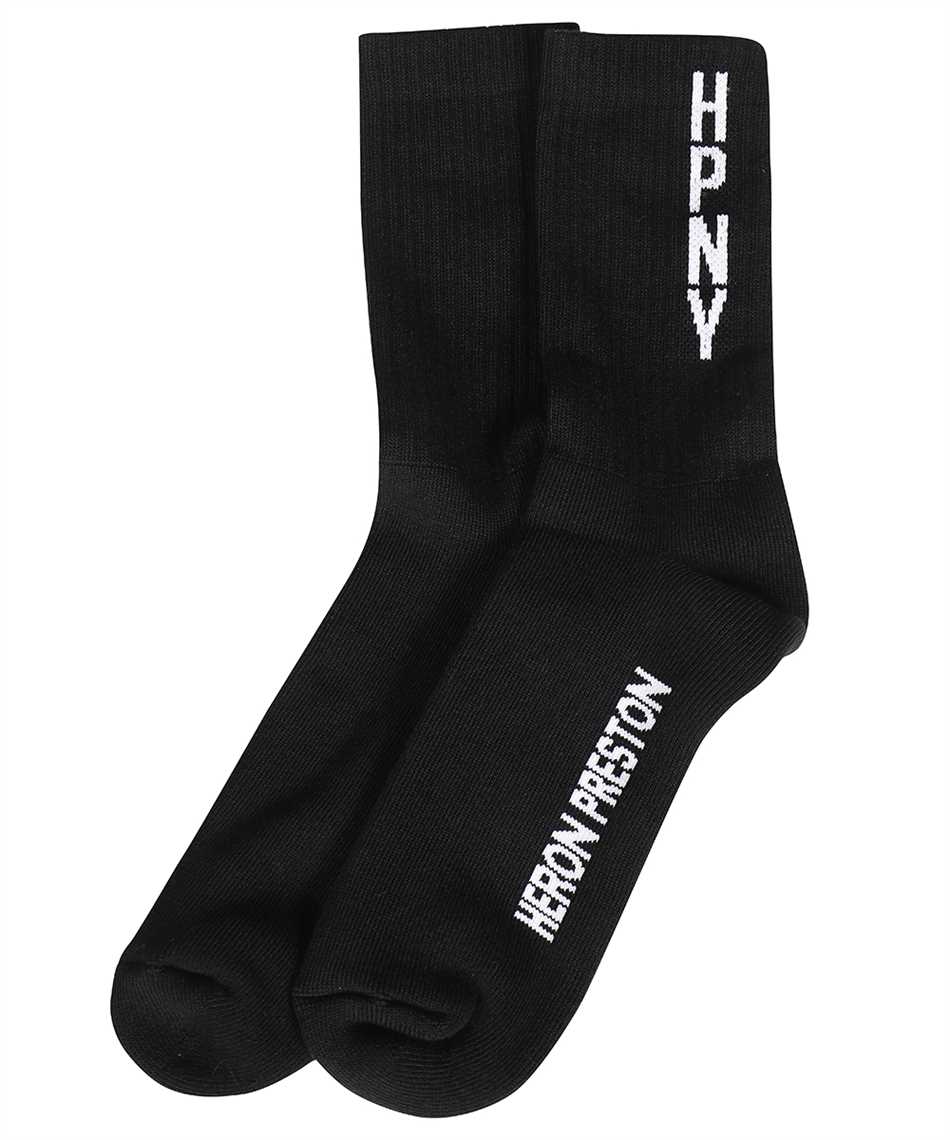 Heron Preston Hpny Logo-intarsia Socks In Black