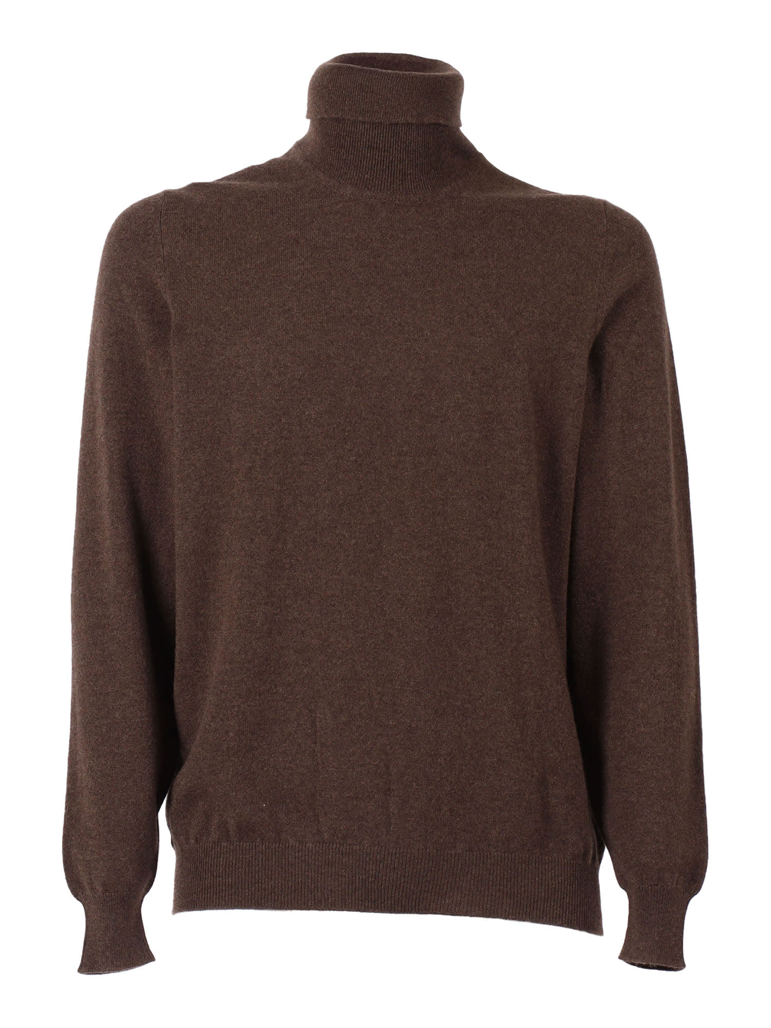 Fedeli Turtleneck Long Sleeve Cashmere Sweater In Brown