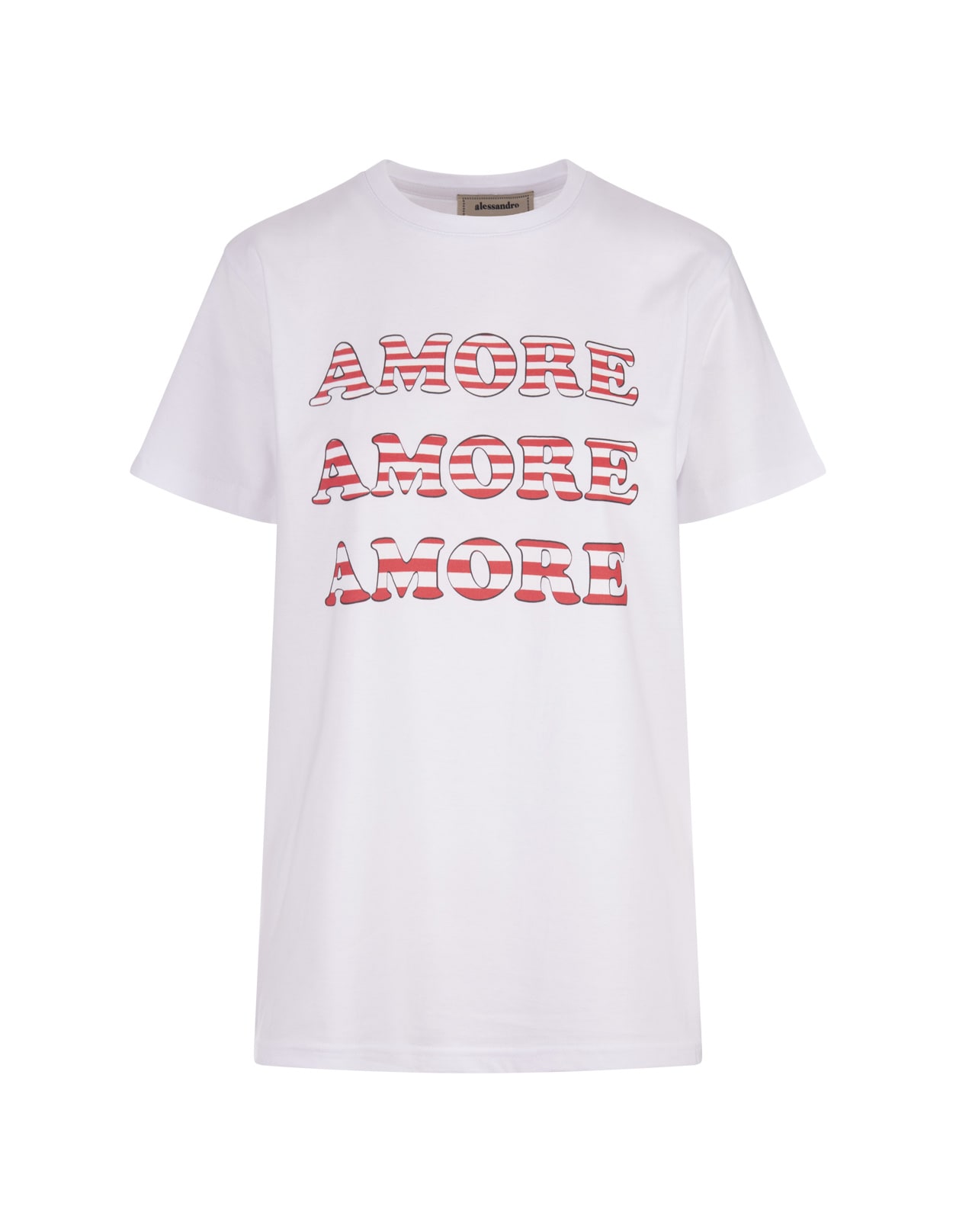 White T-shirt With Red Amore Print