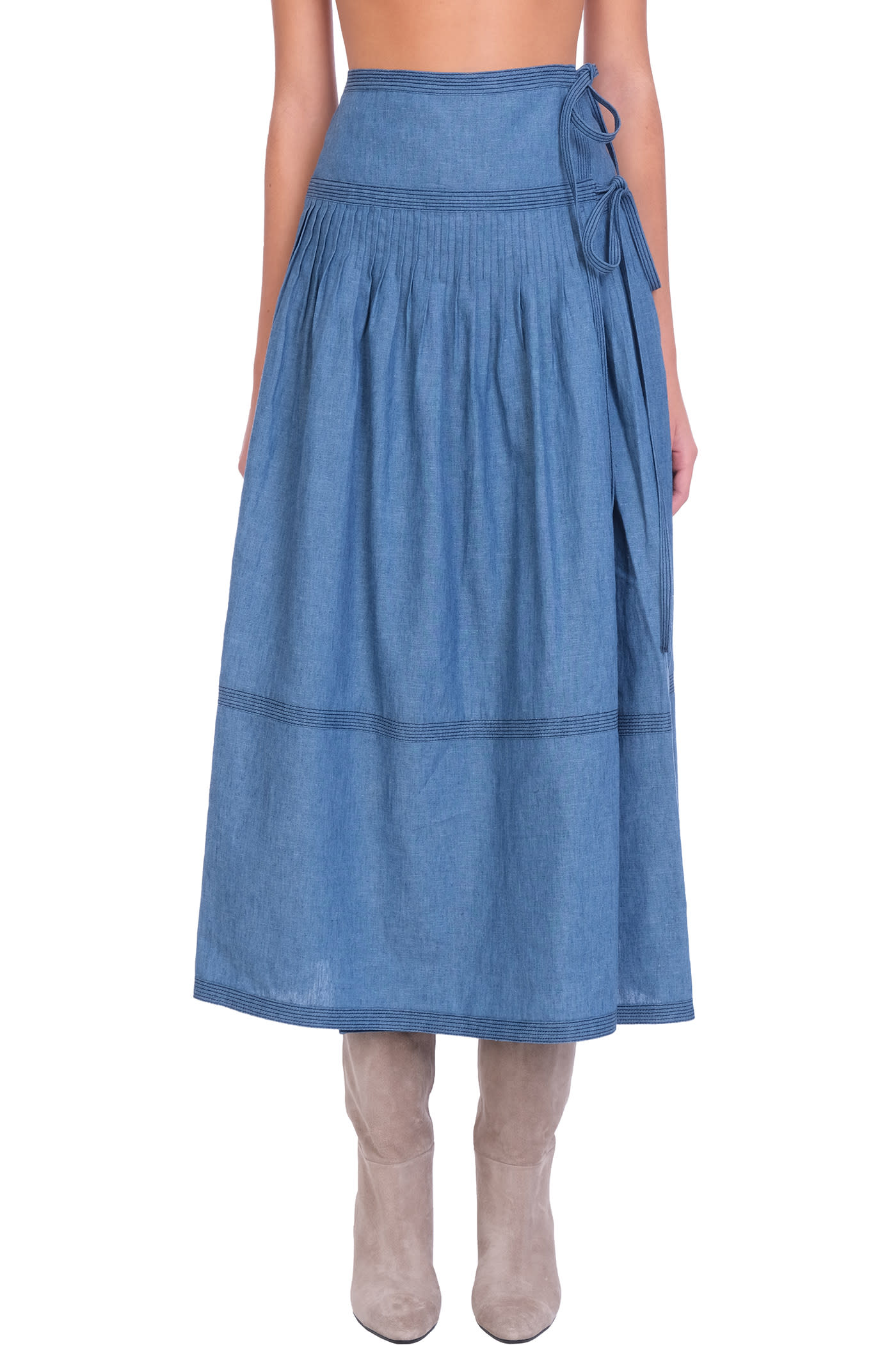 Tory Burch Skirt In Blue Cotton