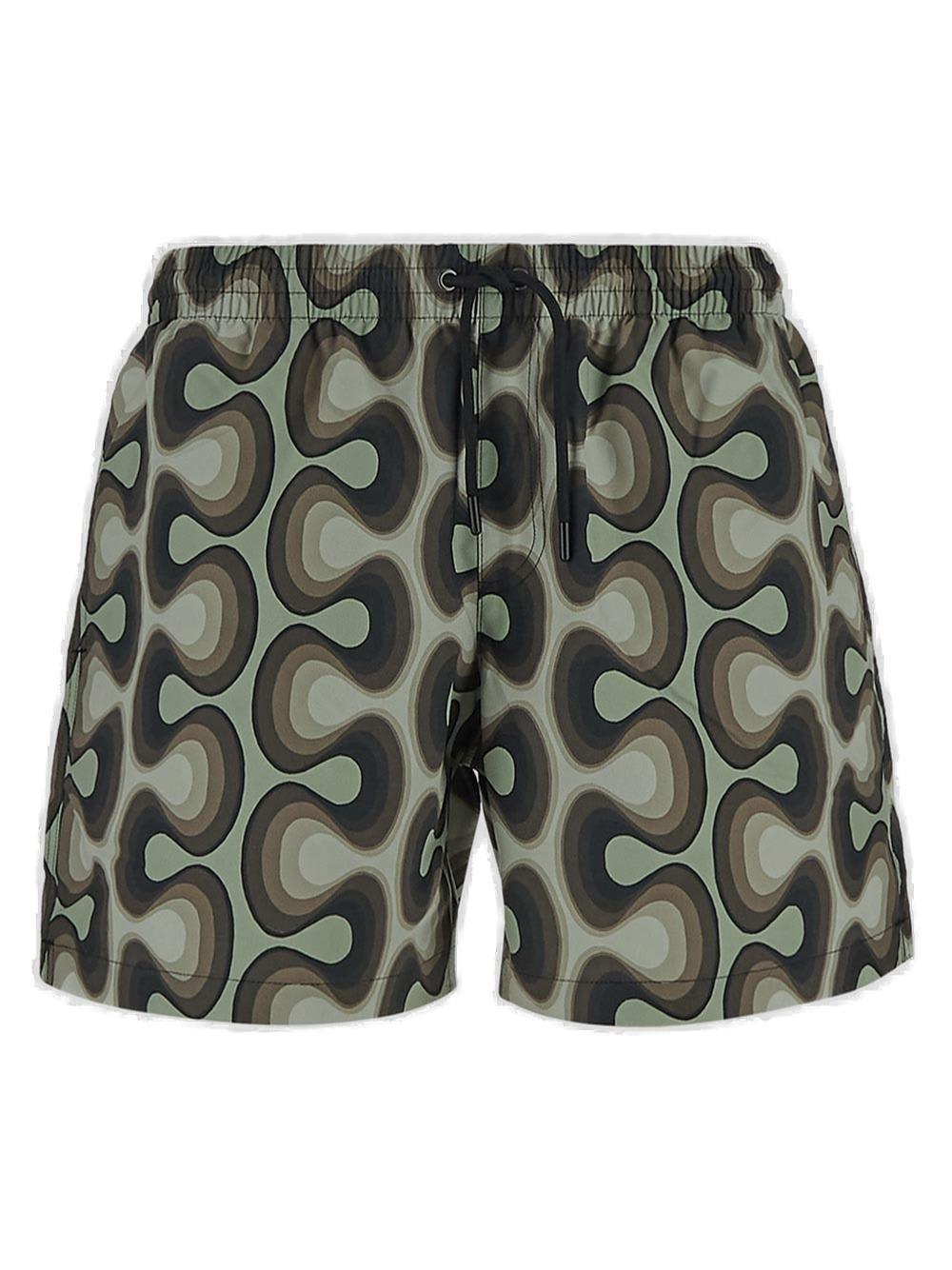 Shop Dries Van Noten Abstract Printed Swim Shorts
