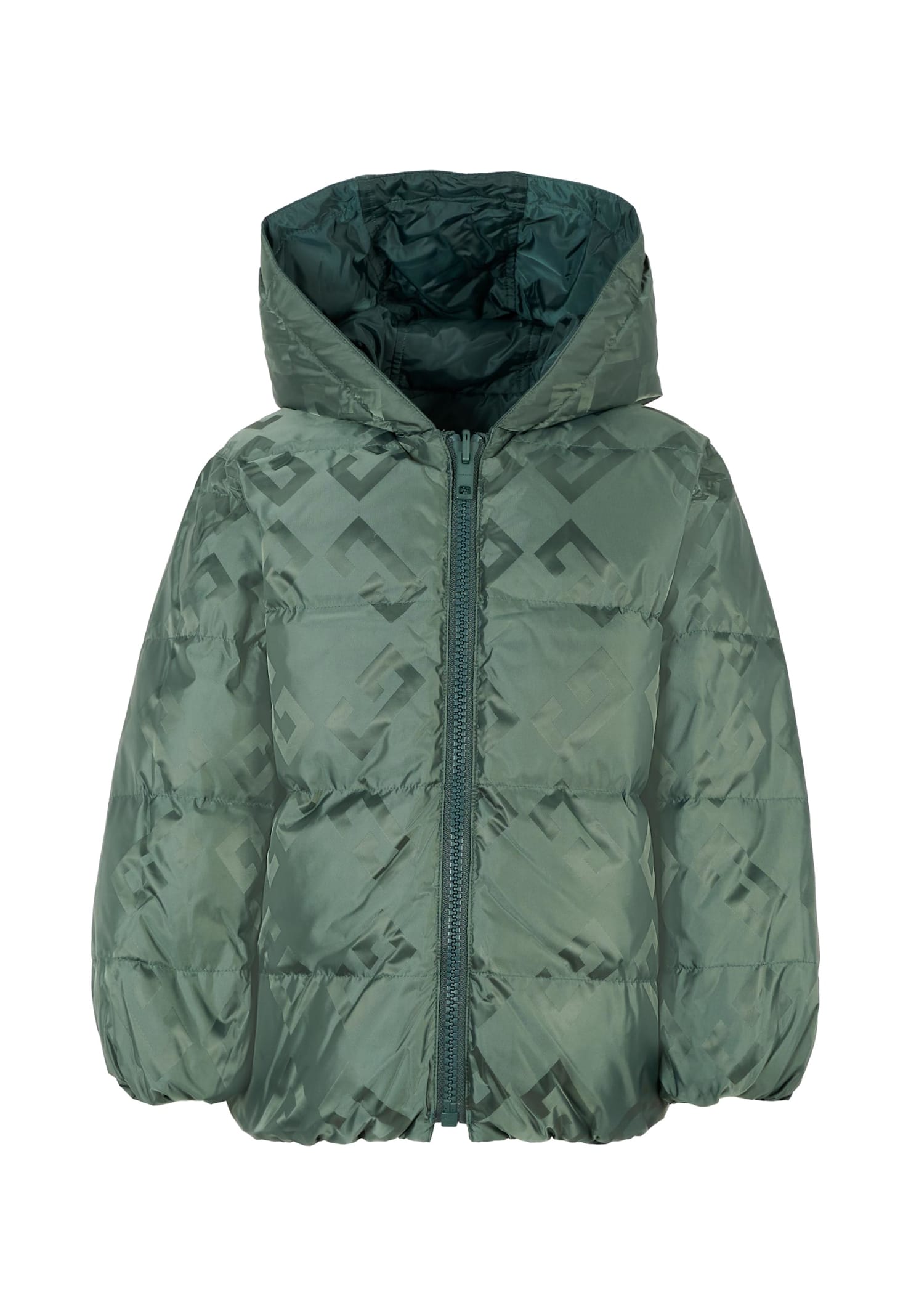 Givenchy Green Down Jacket For Kids With 4g Motif In Green