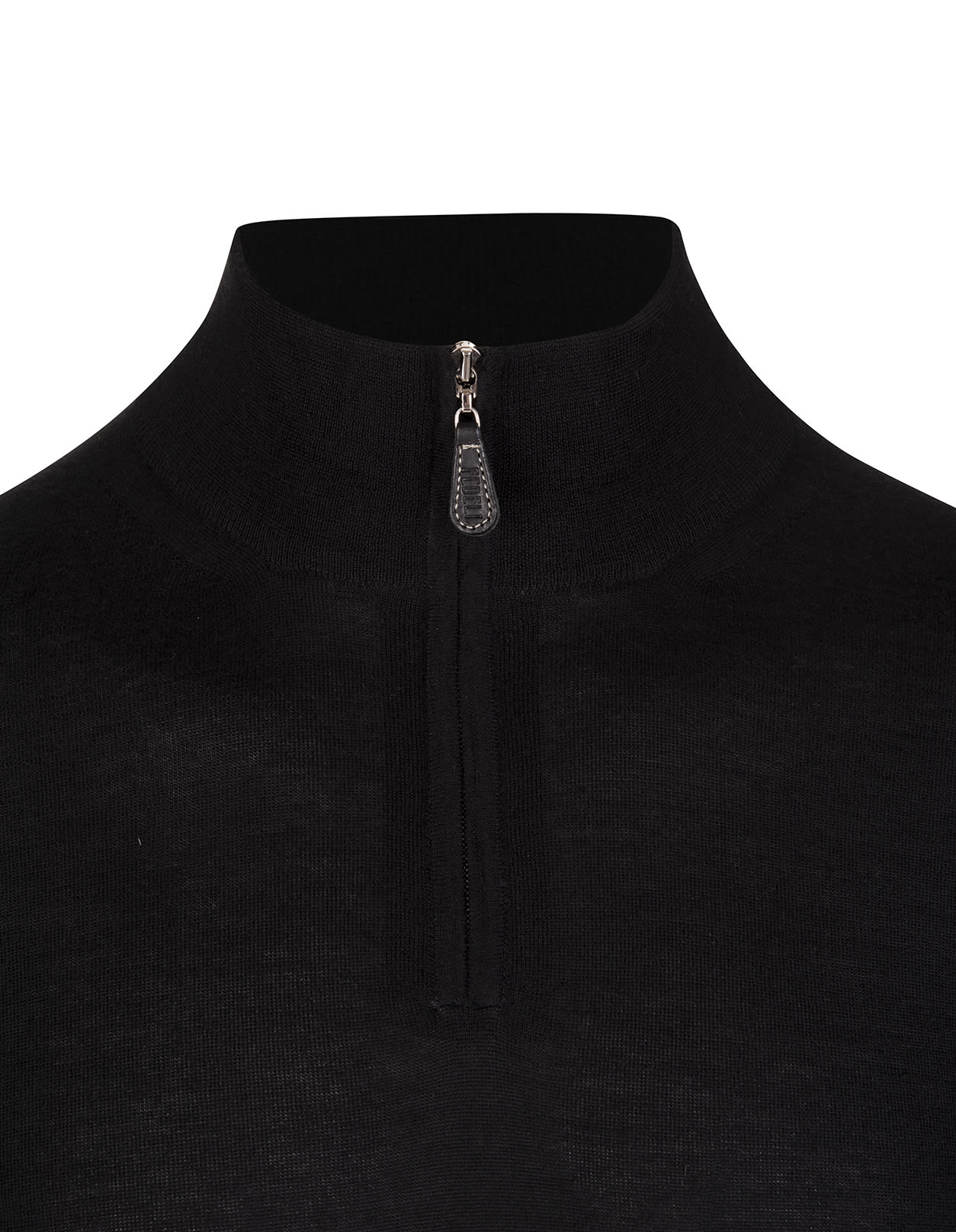 Shop Fedeli Dark Blue Half-zip Favonio Pullover In Silk And Cashmere In Black