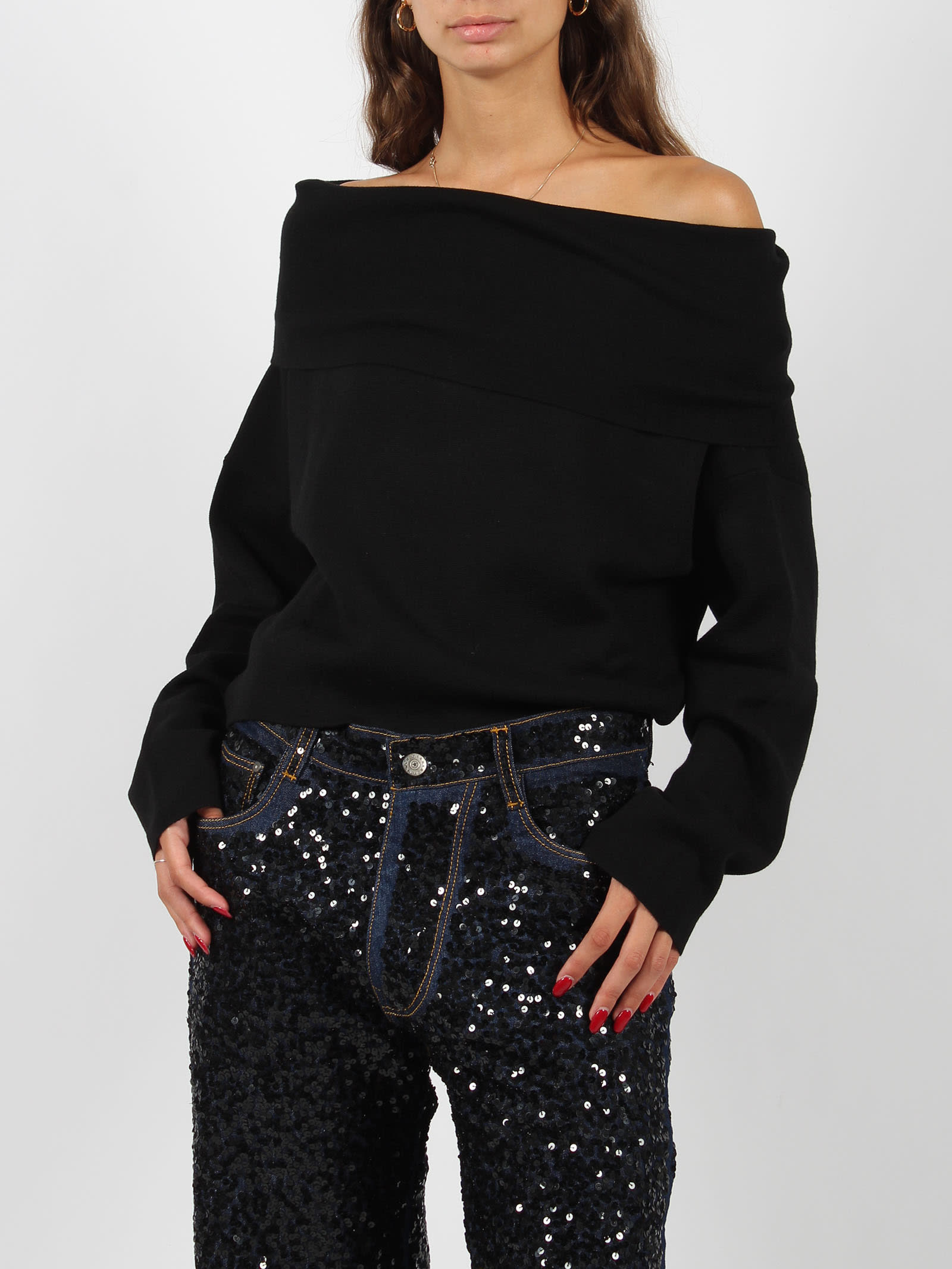 P.a.r.o.s.h Boat Neck Sweater In Black