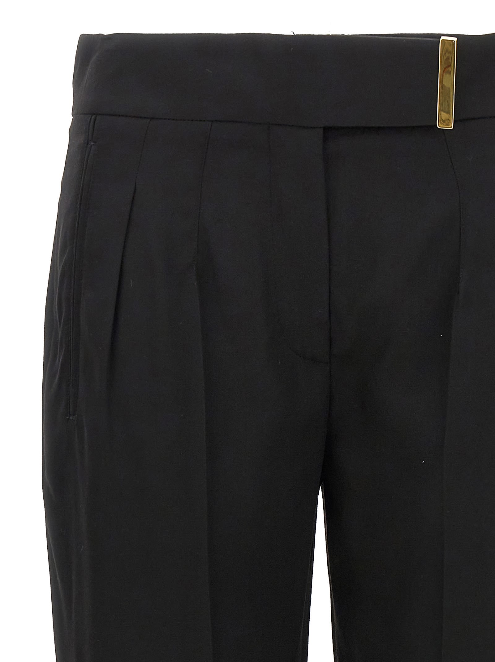 Tom Ford Metal Bar Detailed Straight-leg Pants In Black