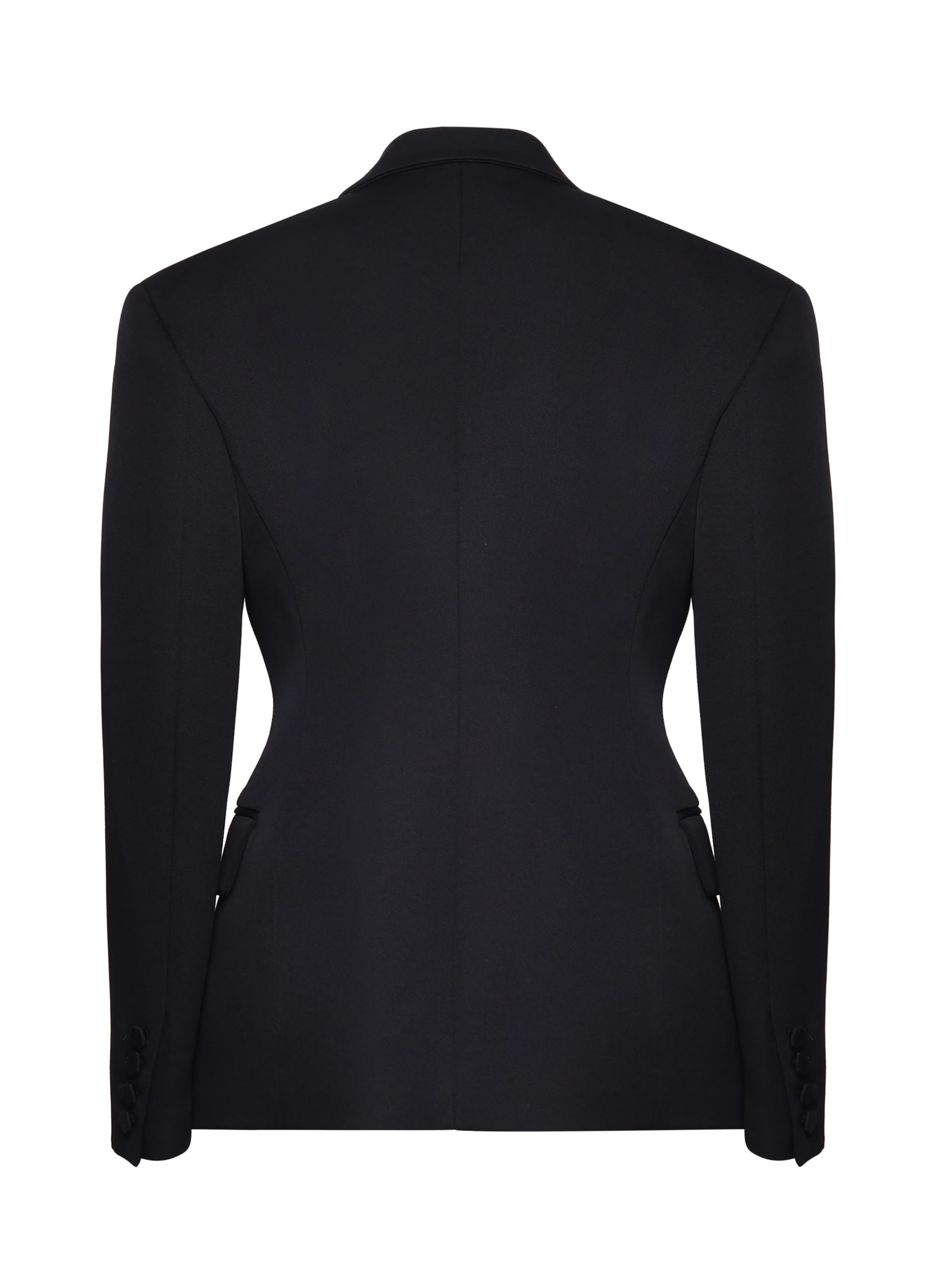 Valentino All-over Monogram Virgin Wool And Silk Double Breasted Blaze In Black
