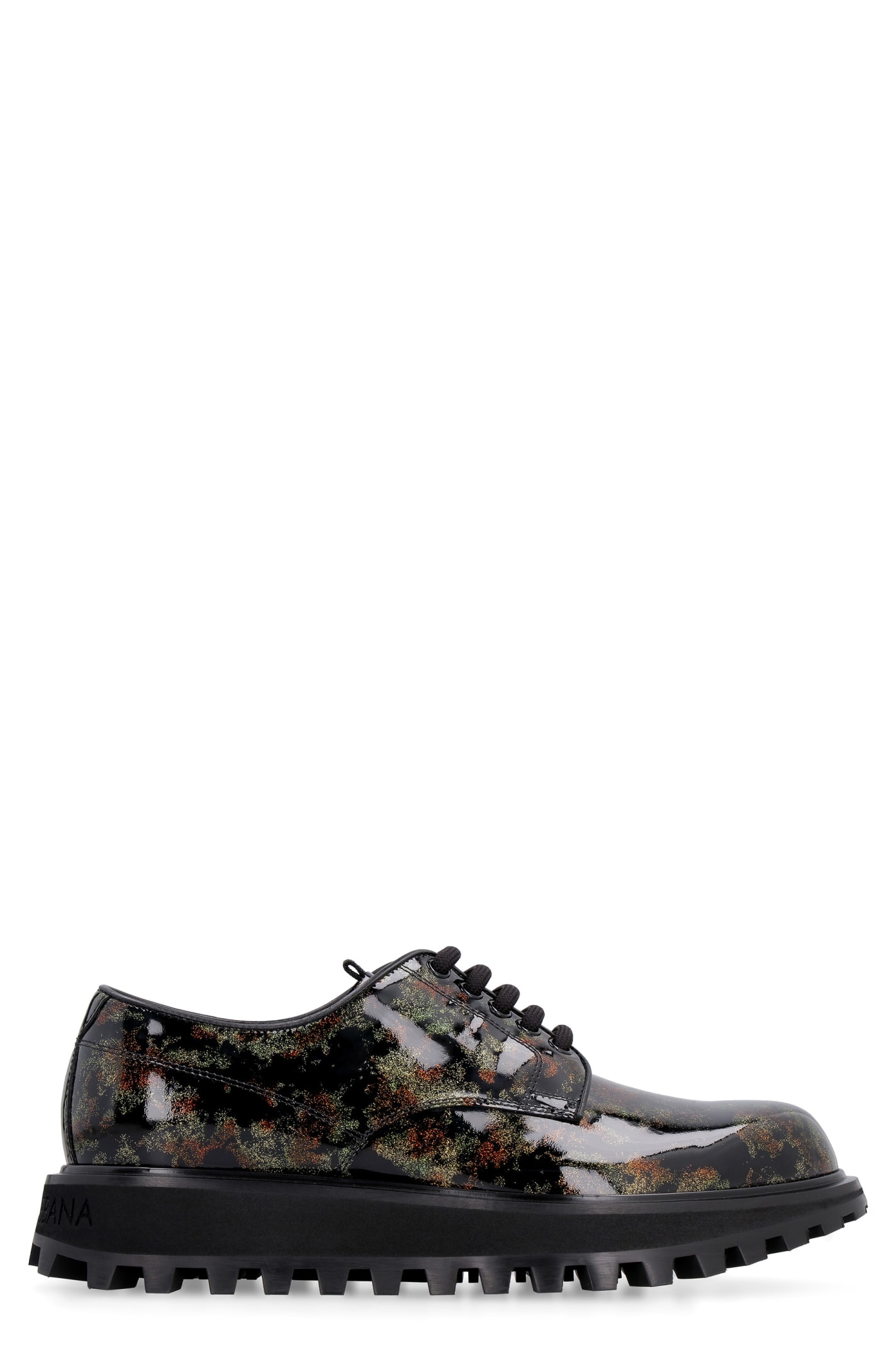DOLCE & GABBANA GLITTERED PATENT LEATHER DERBY SHOES,11233045