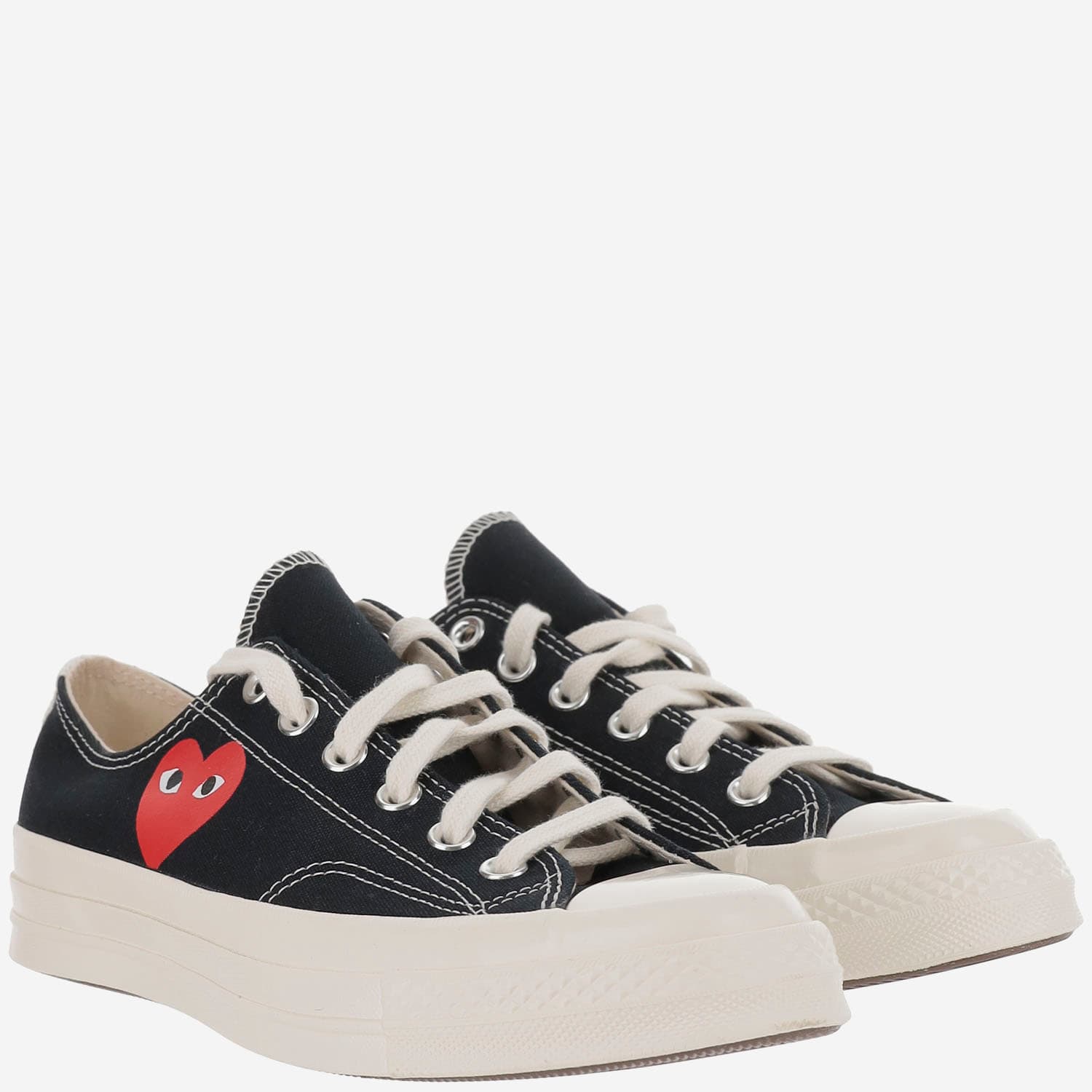 Comme Des Garçons Play Chuck Taylor Small Red Heart Sneakers In Black