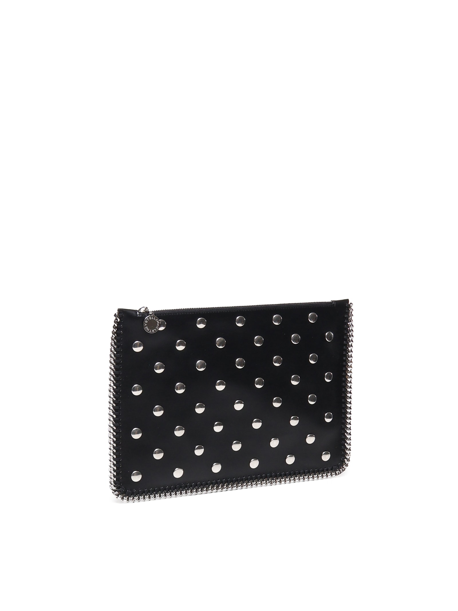 Stella Mccartney Falabella Studded Zippered Pouch Bag In Black
