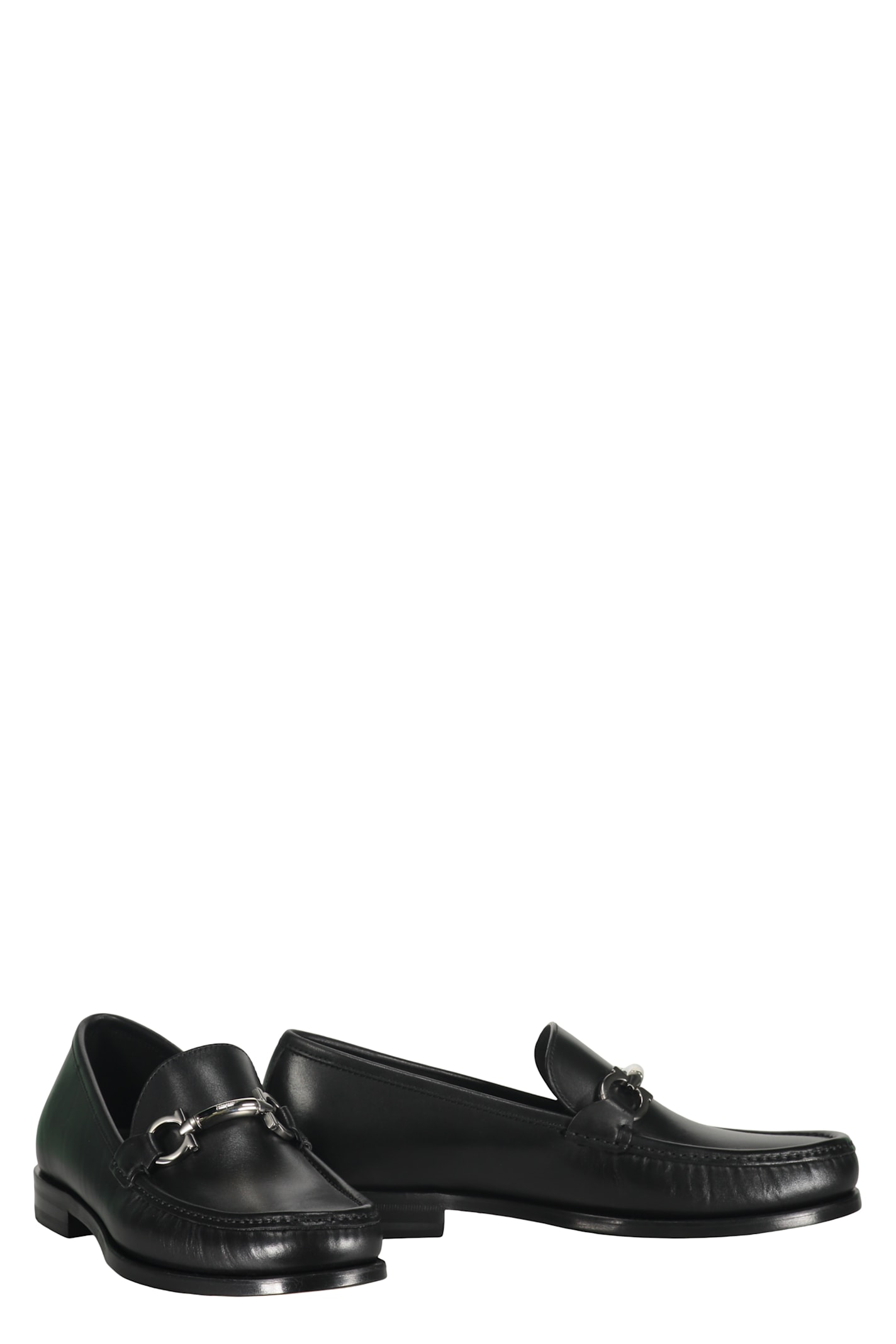Ferragamo Leather Loafers In Black