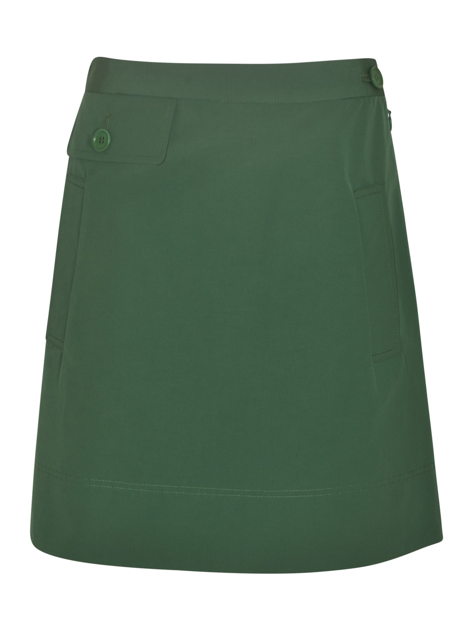 Aspesi Buttoned Pocket Short Plain Skirt In Green