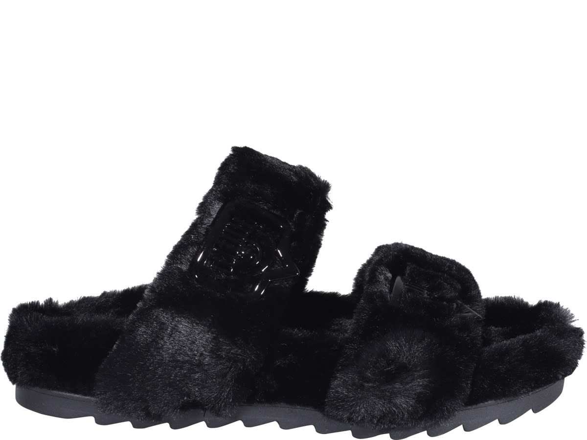 Chiara Ferragni Double Strap Fur Sandals