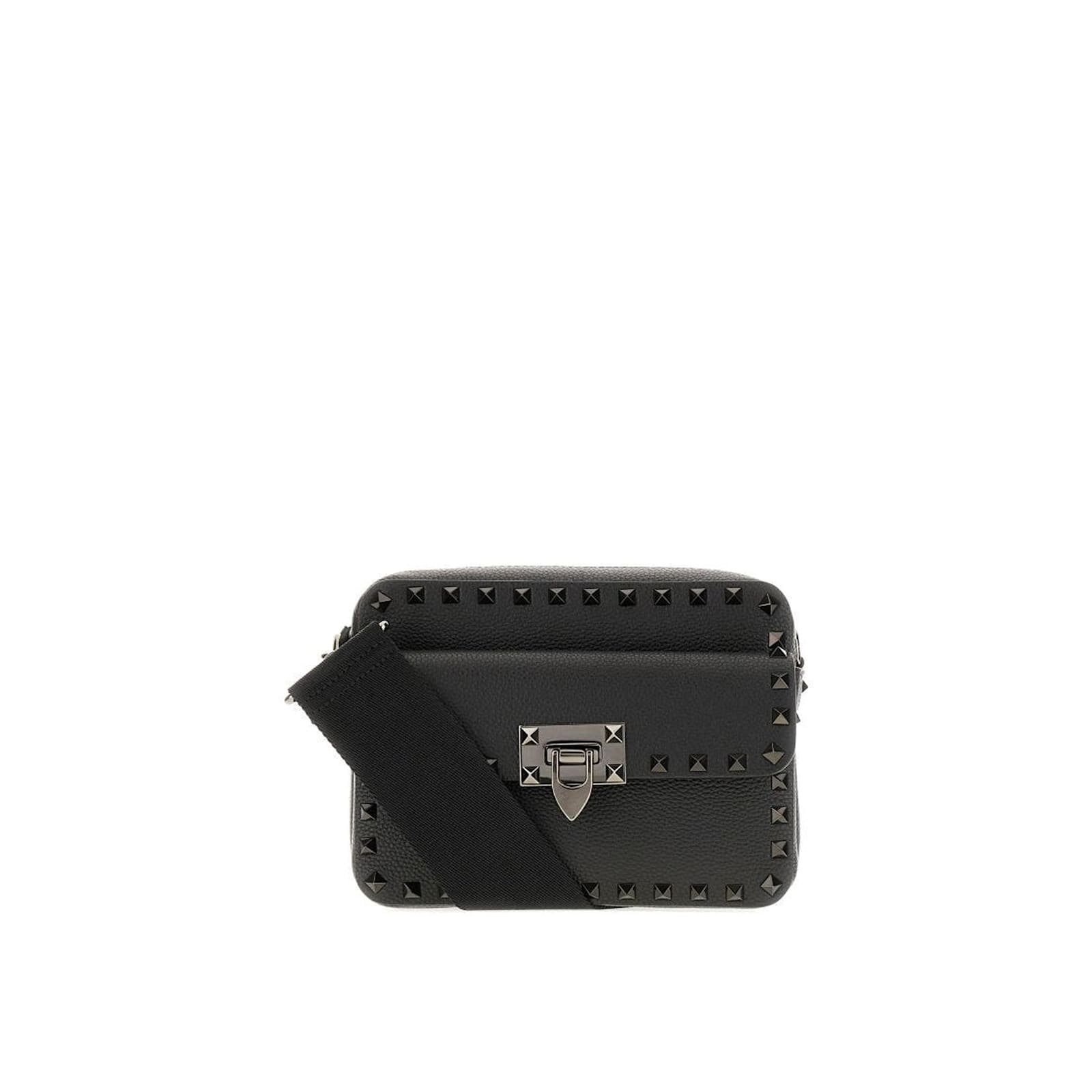 Shop Valentino Garavani Rockstud Leather Shoulder Bag In Black