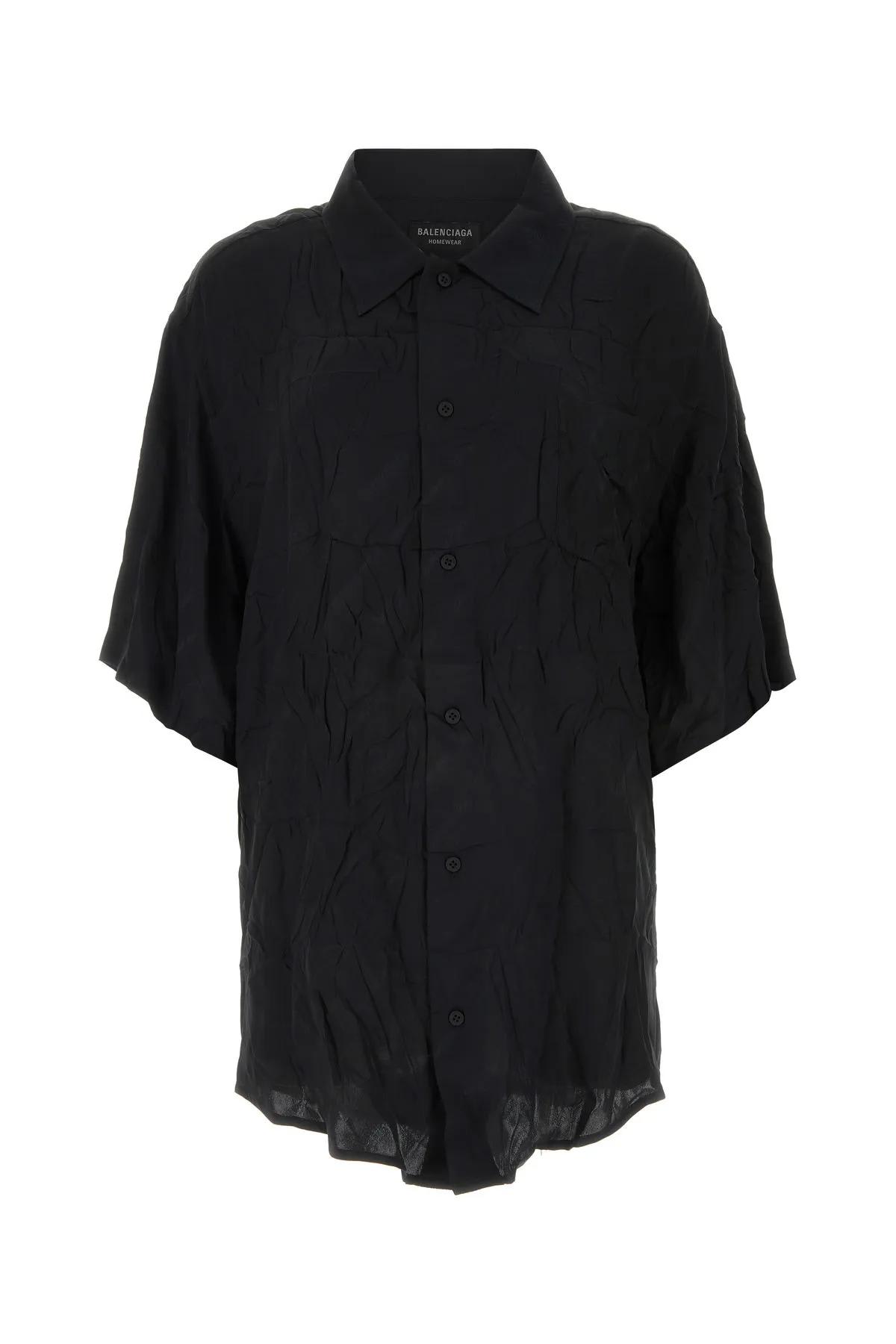 Balenciaga Black Silk Oversize Shirt