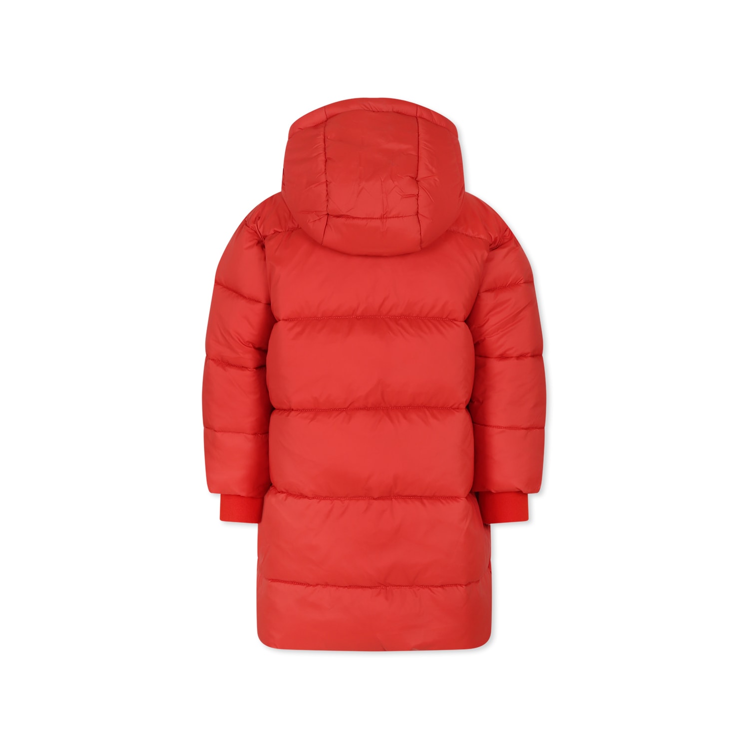 Stella Mccartney Red Down Jacket For Girl With Logo In Red