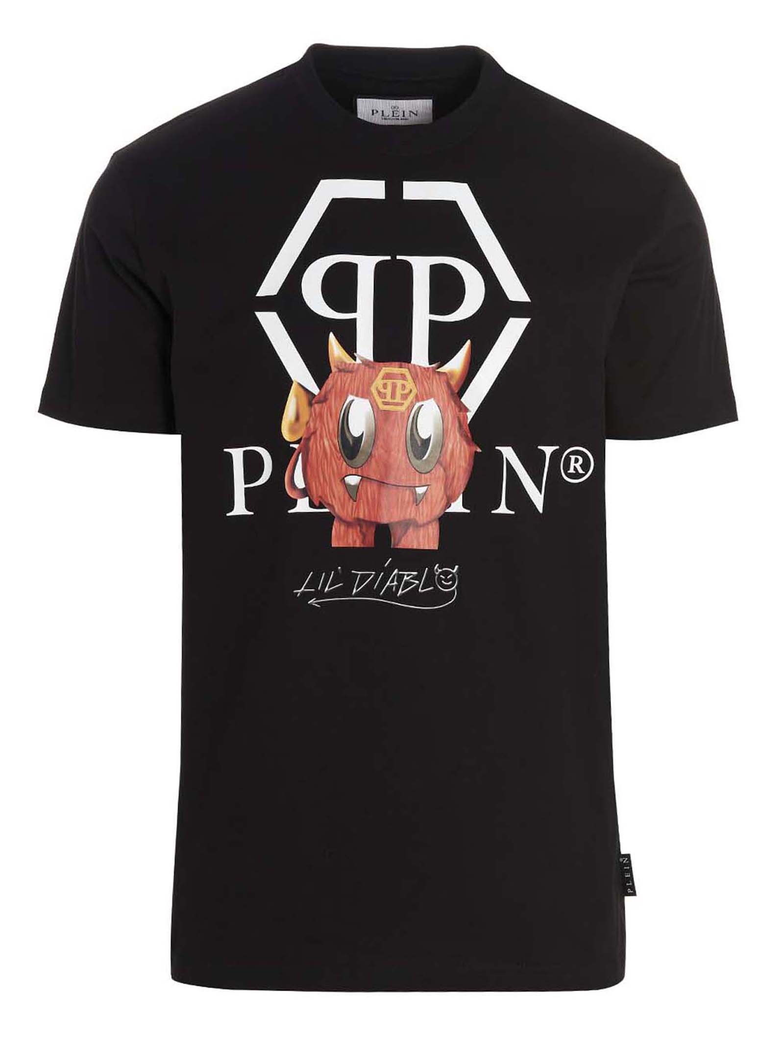 Philipp Plein Monster Logo Graphic T-shirt In Black
