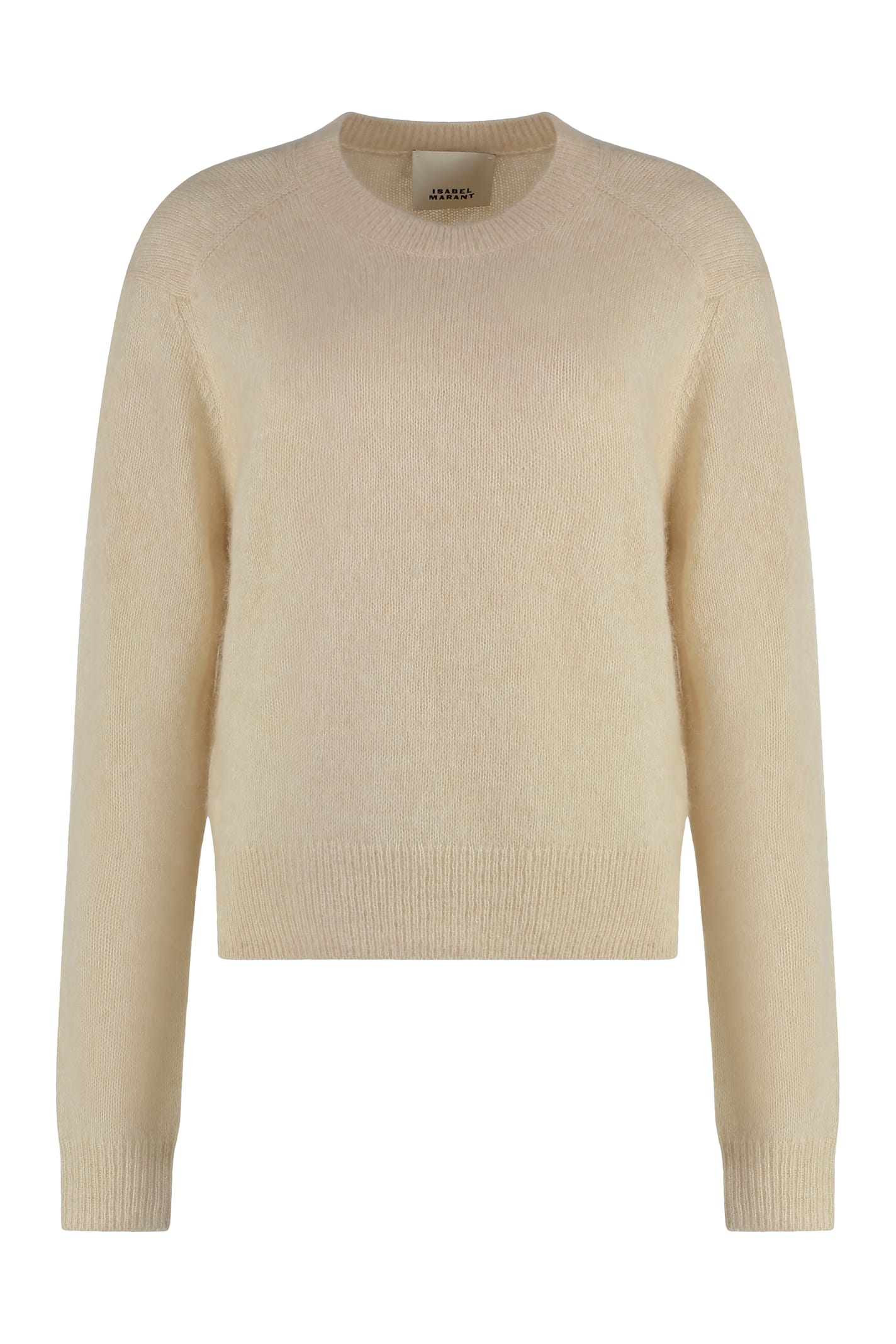 Shop Isabel Marant Lylia Long Sleeve Crew-neck Sweater In Beige