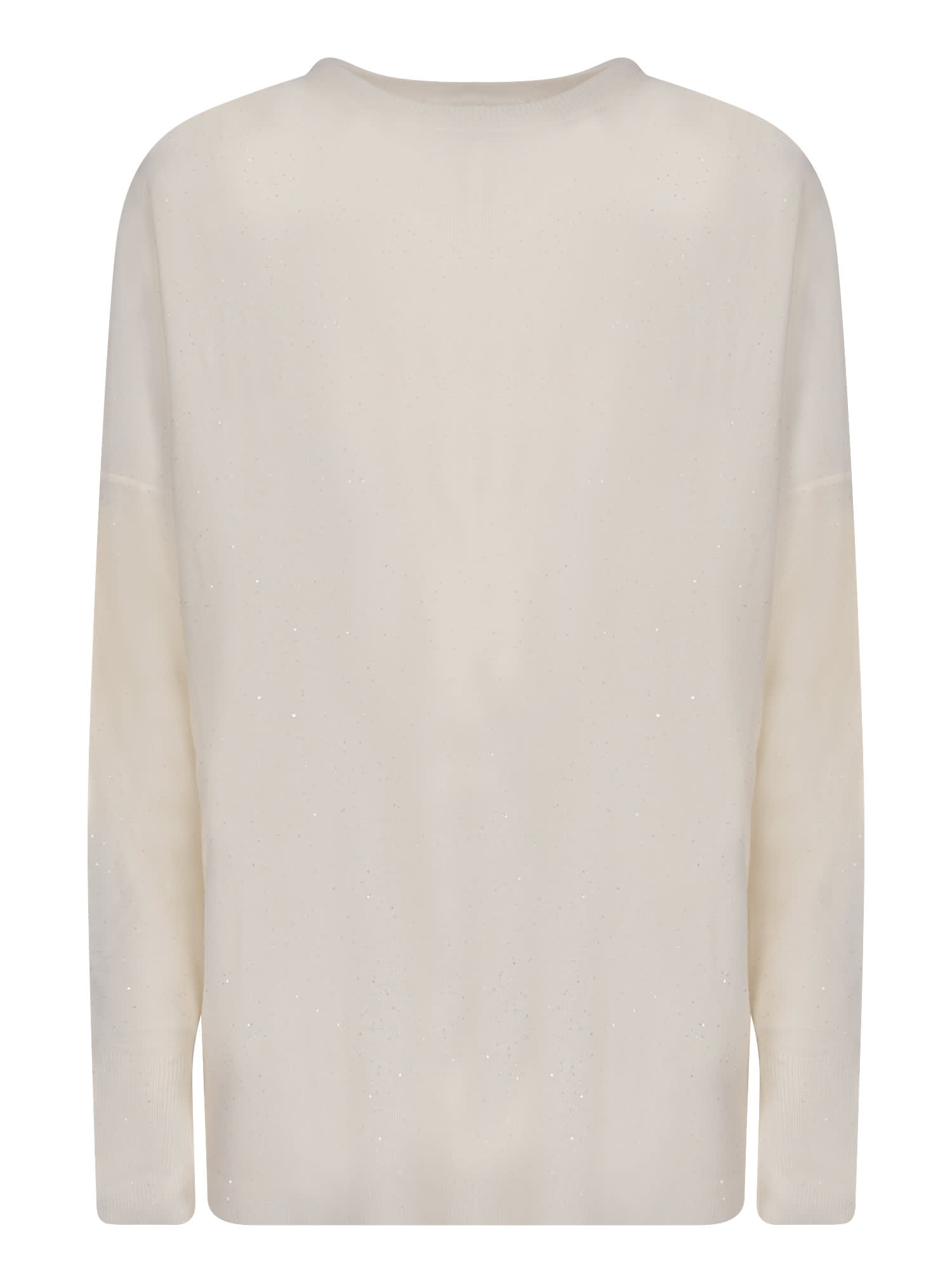 FABIANA FILIPPI WHITE WOOL SWEATER WITH SEQUINS 