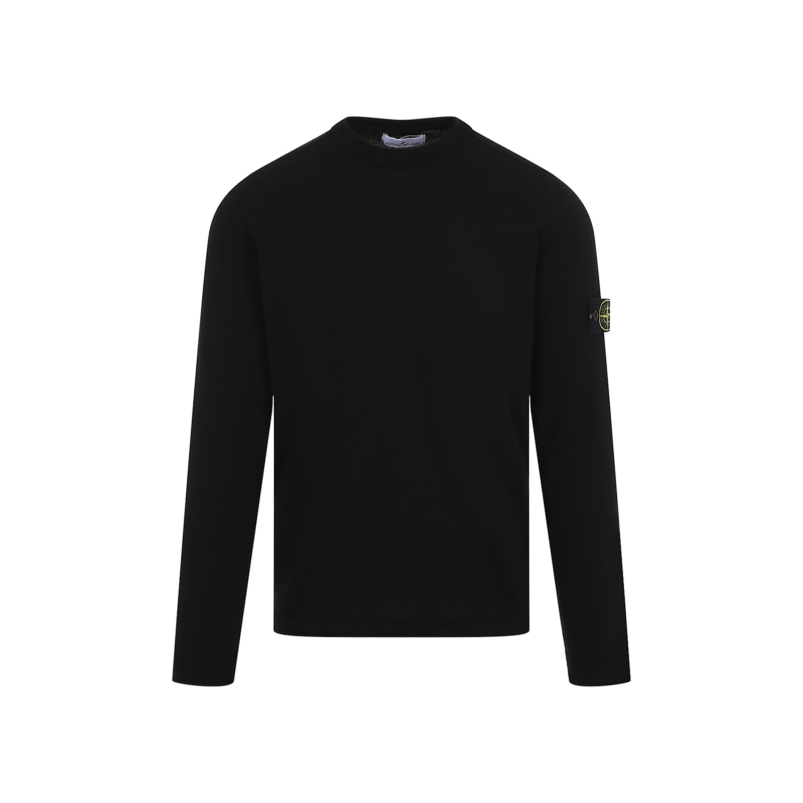 Shop Stone Island Logo Crew Neck Sweater In Black