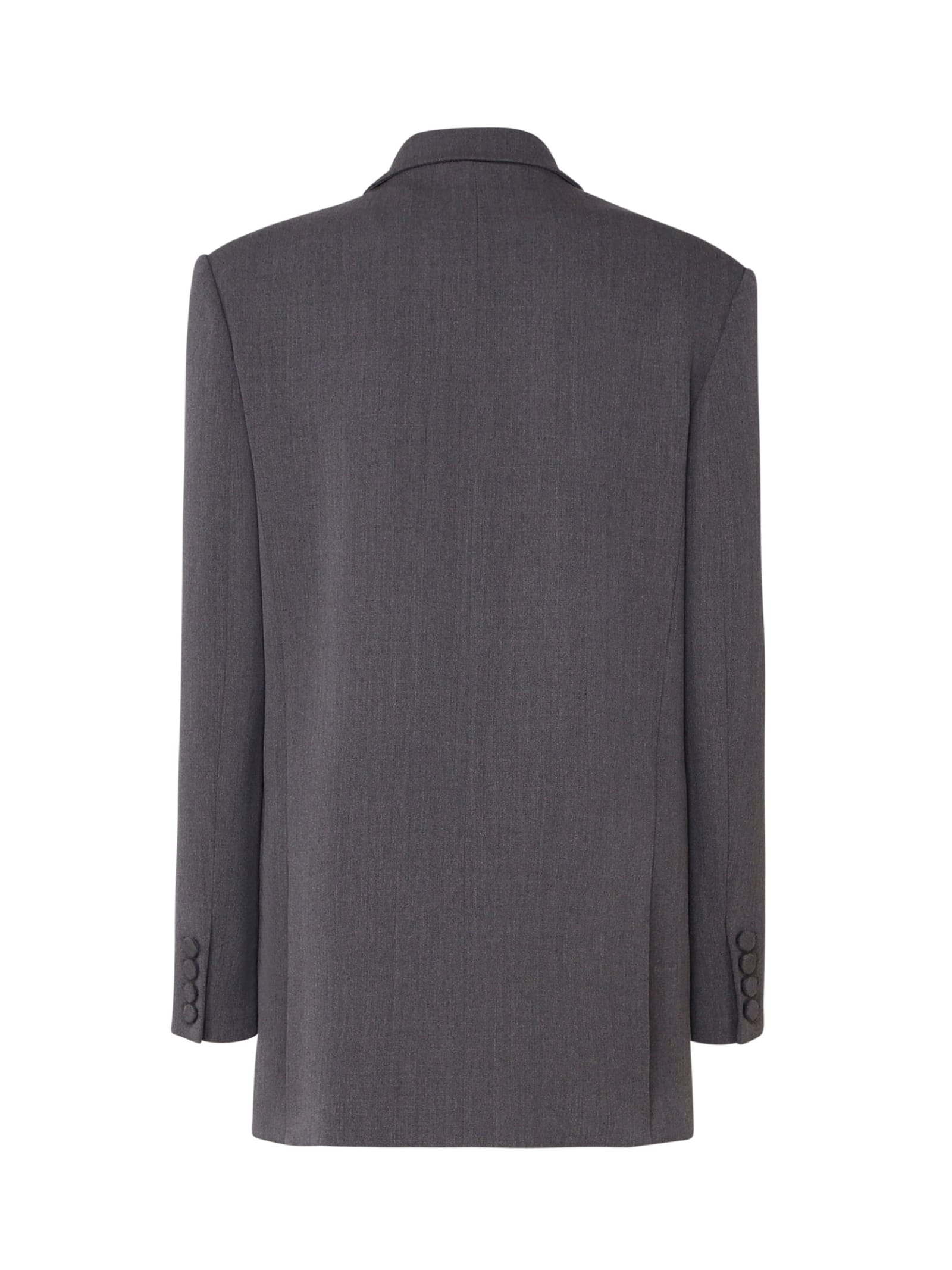 Shop Valentino Long Blazer In Virgin Wool In Grey