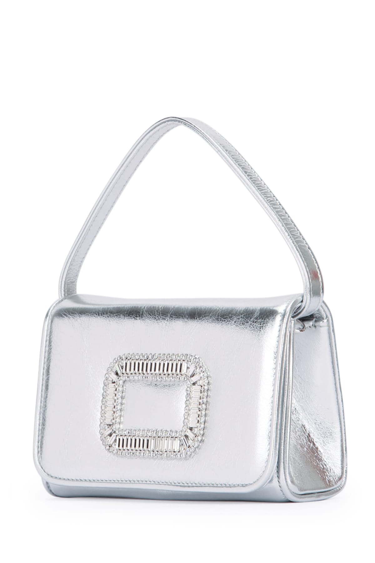 Roger Vivier Pilgrim Embellished Micro Tote Bag In Silver