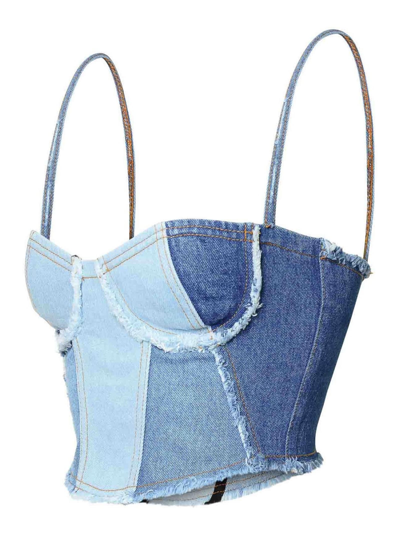 Chiara Ferragni Denim Cropped Top In Blue